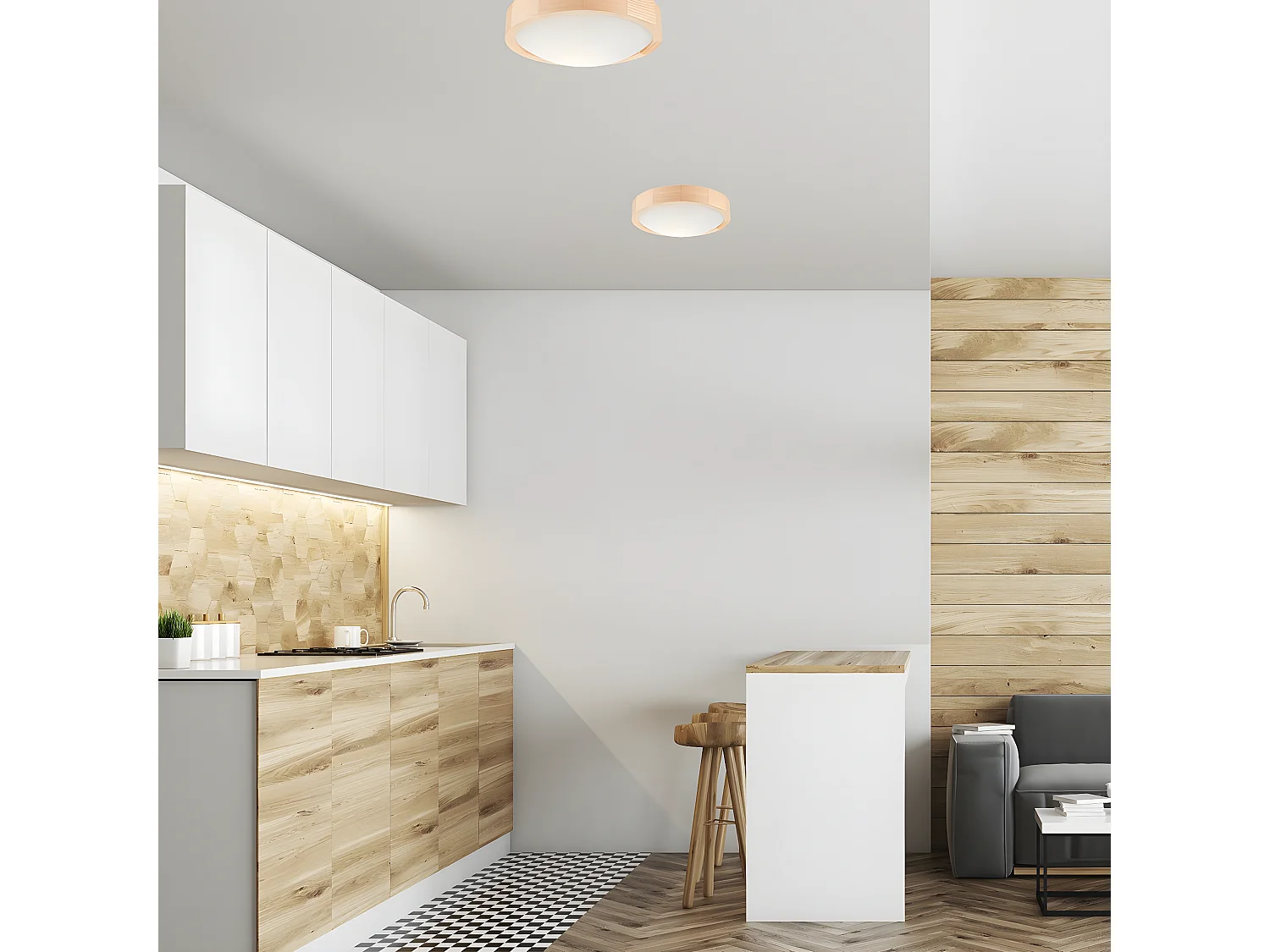 Plafonnier Anello, Marron, 27x27x3 cm, EPIKASA