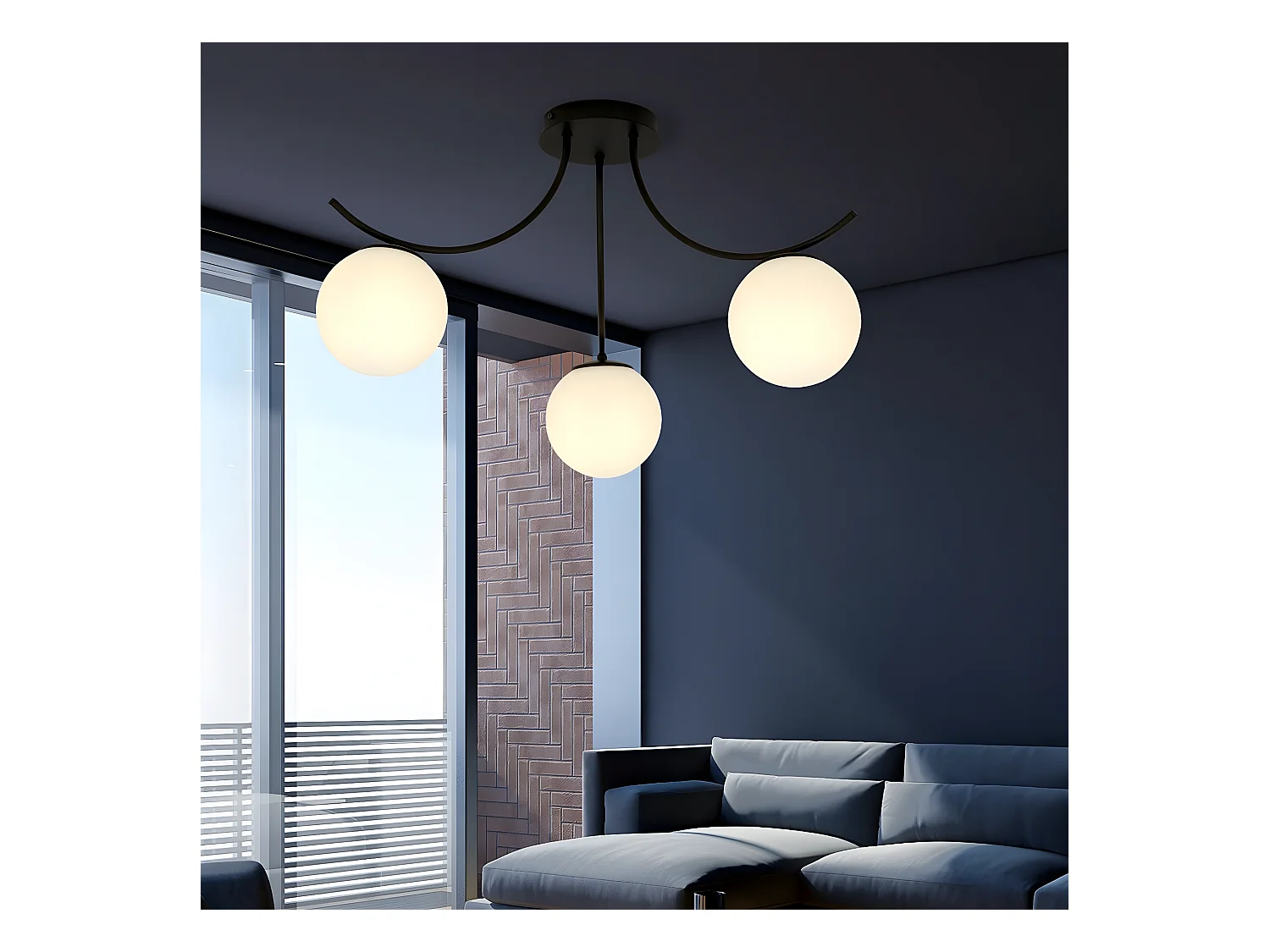 Candeeiro de Teto Boston, Preto, 70x37x65 cm, EPIKASA