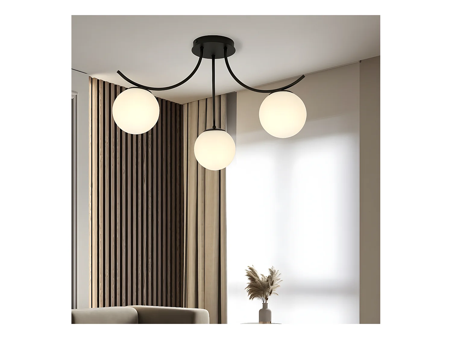 Candeeiro de Teto Boston, Preto, 70x37x65 cm, EPIKASA