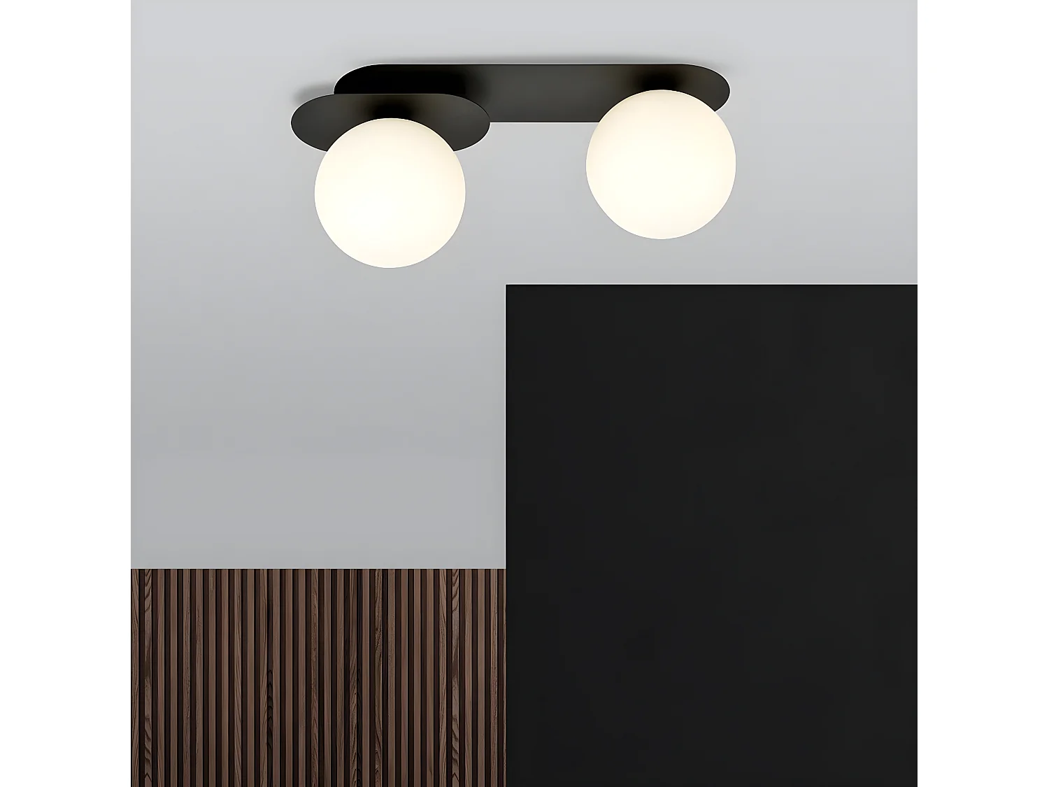 Plafondlamp Plaza 1, Zwart, 45x18x14 cm, Seven Design