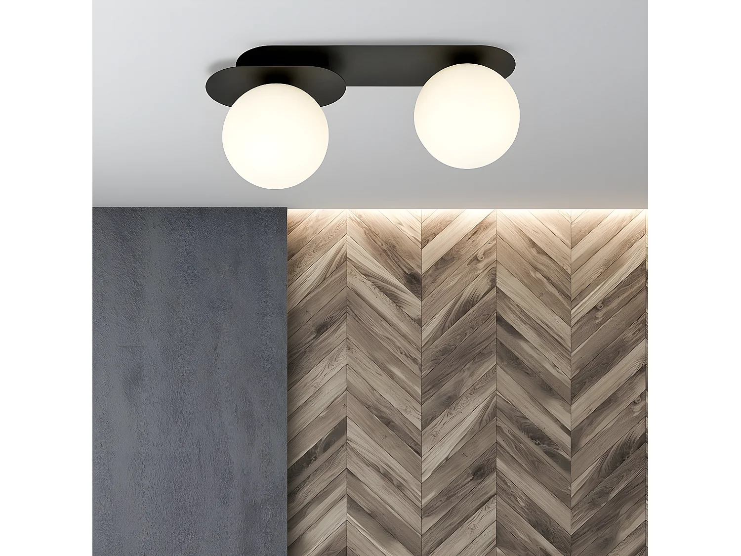 Plafondlamp Plaza 1, Zwart, 45x18x14 cm, Seven Design