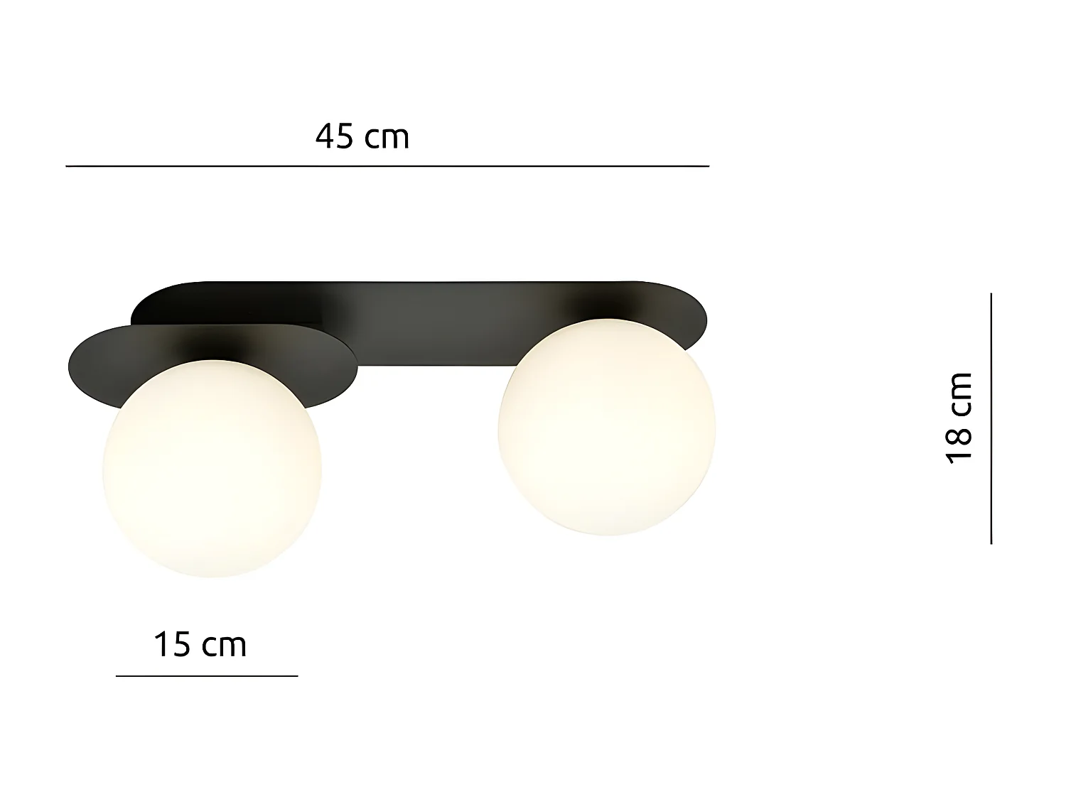 Plafondlamp Plaza 1, Zwart, 45x18x14 cm, Seven Design