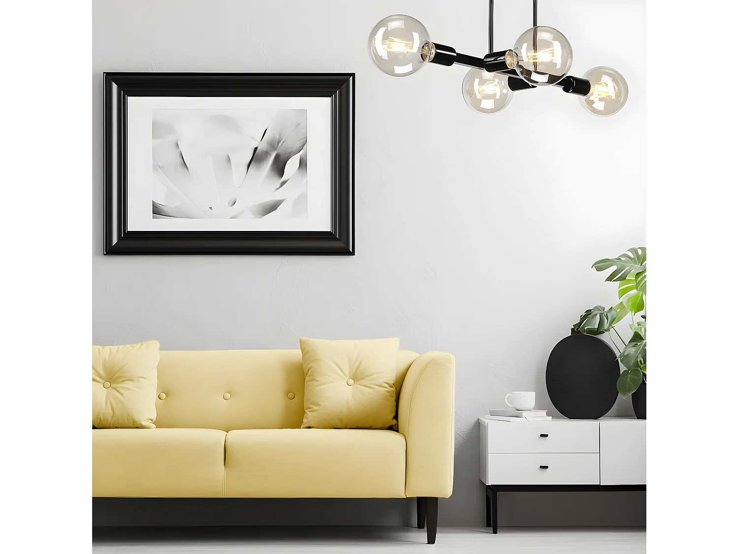 Plafondlamp Astrid, Zwart, 53x32x32 cm, Seven Design