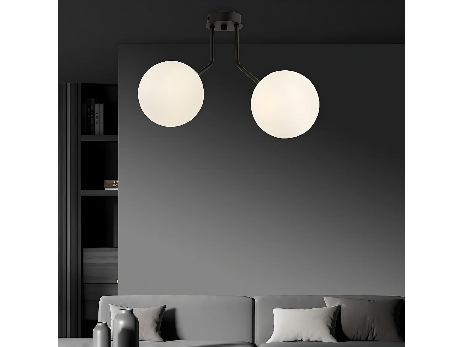 Candeeiro de Teto Nova, Preto, 37x36x14 cm, Seven Design