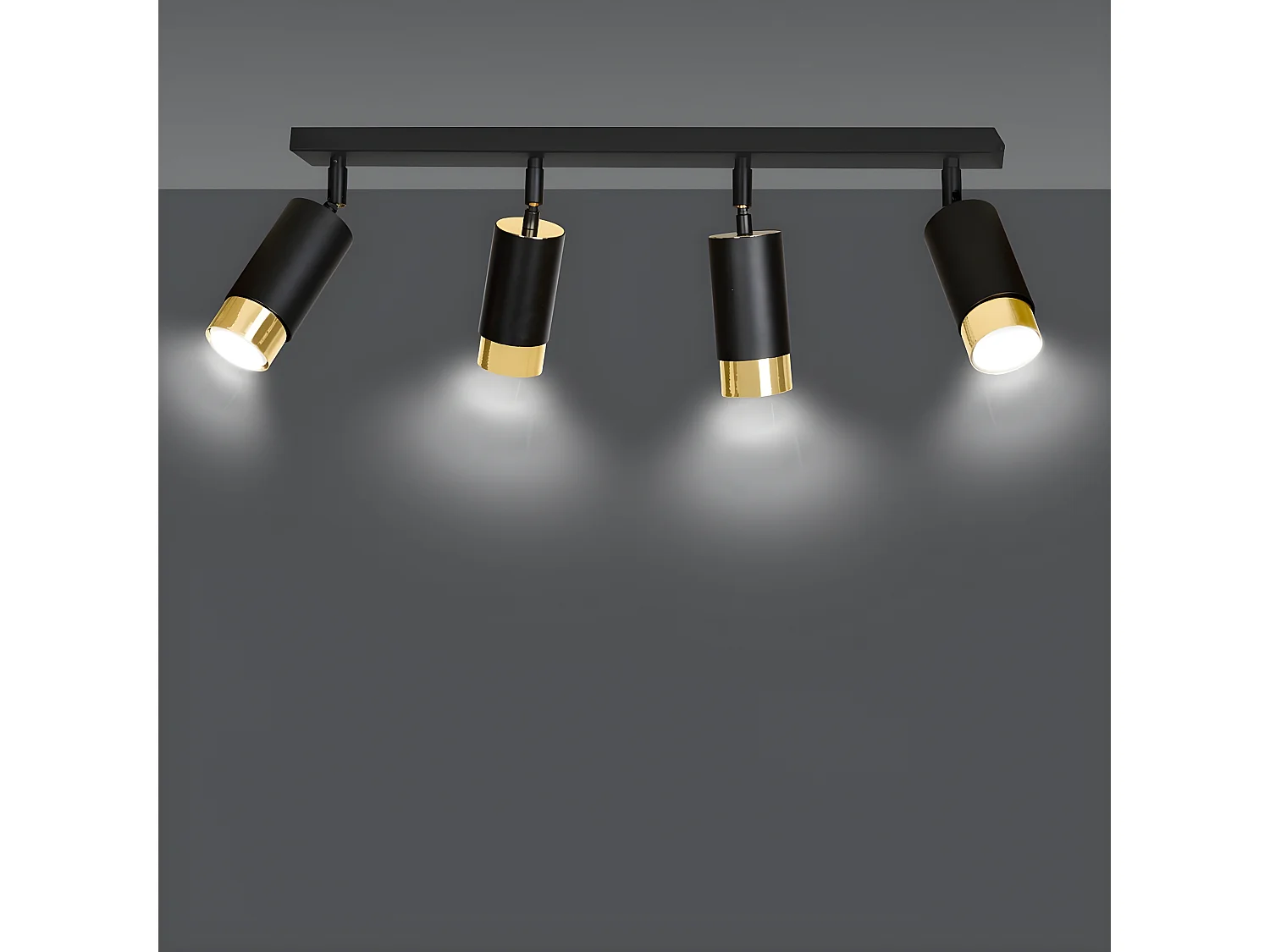 Plafonnier Hiro 15, Noir, 60x19x6 cm, Seven Design