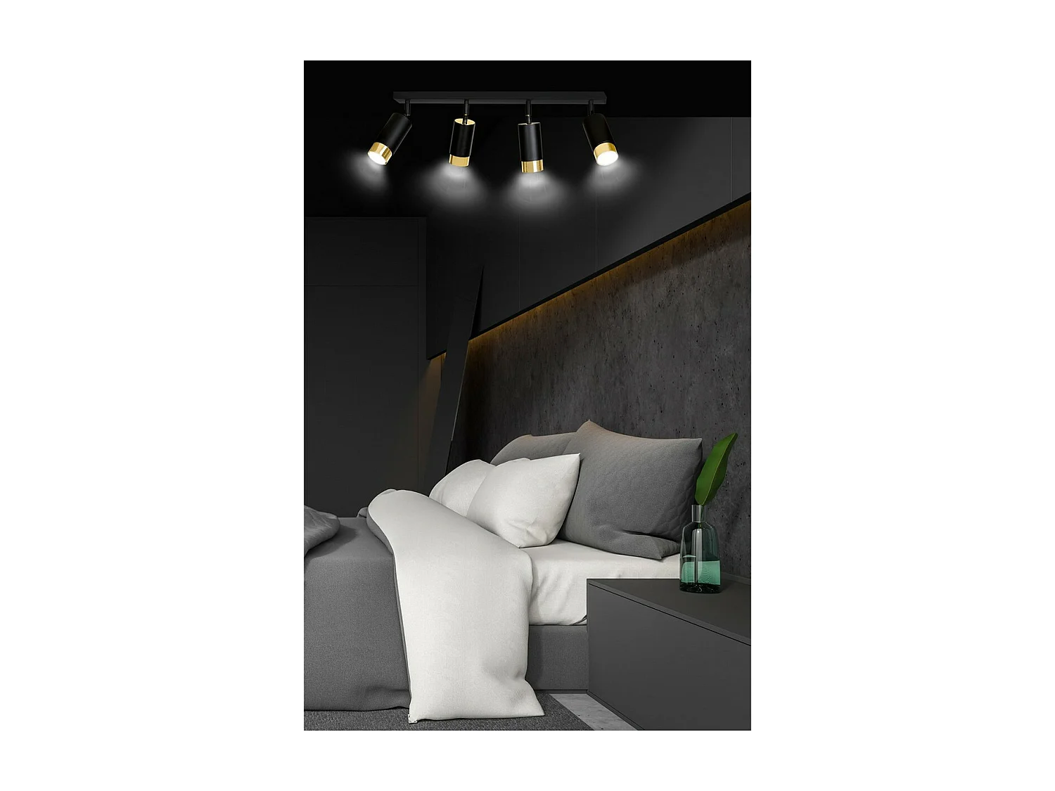 Plafonnier Hiro 15, Noir, 60x19x6 cm, Seven Design