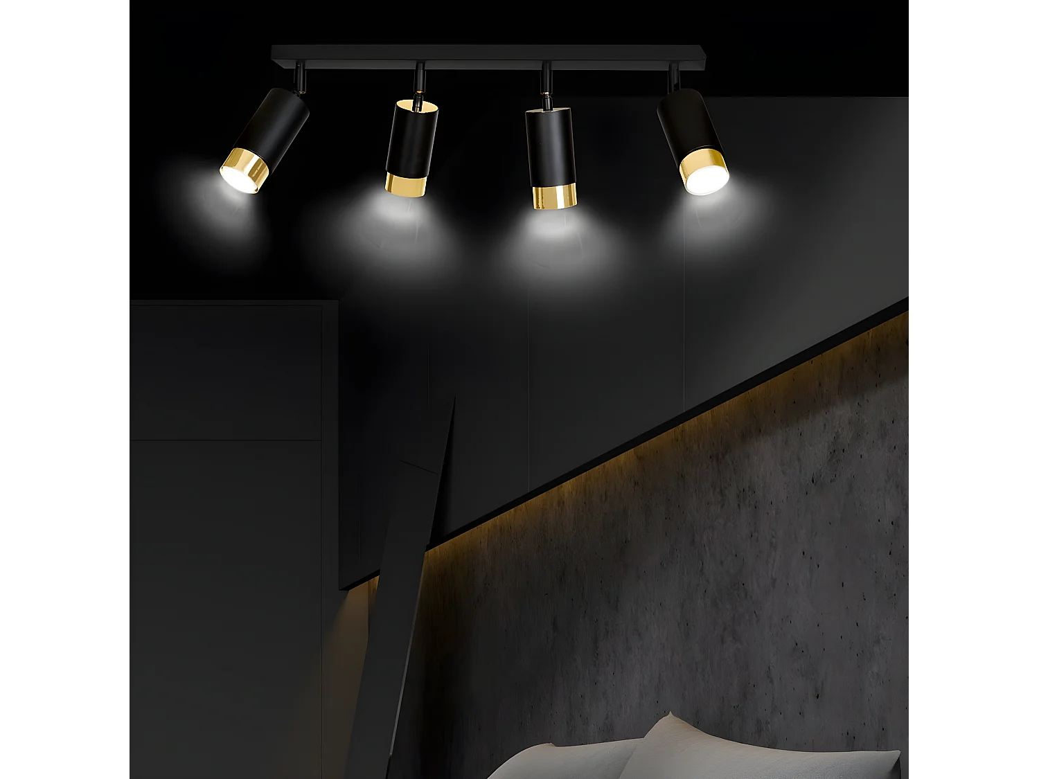 Plafonnier Hiro 15, Noir, 60x19x6 cm, Seven Design