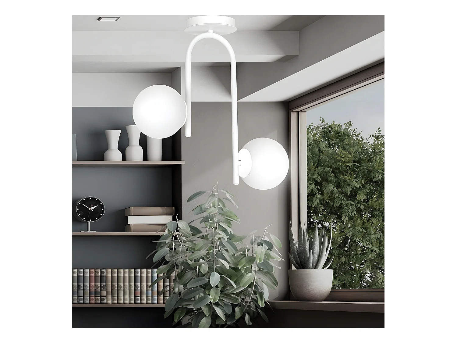 Lampada a Soffitto Kalfor, Bianco, 48x46x14 cm, Epikasa