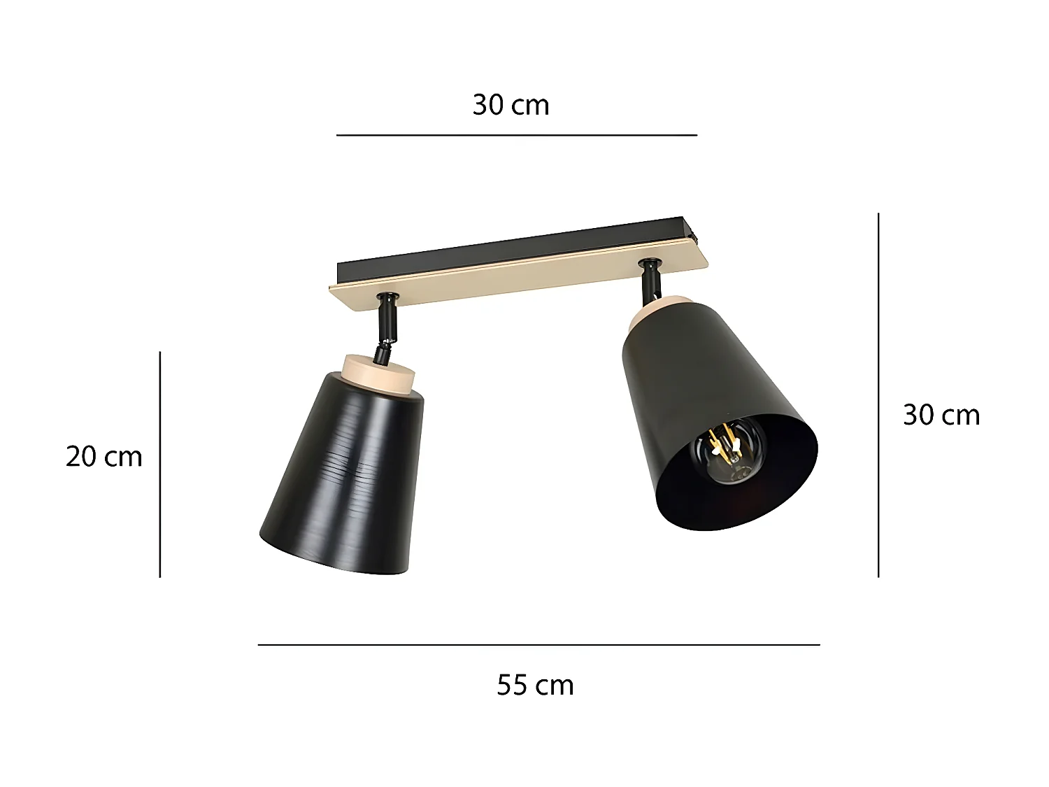 Candeeiro de Teto Atlas, Preto, 55x30x15 cm, EPIKASA