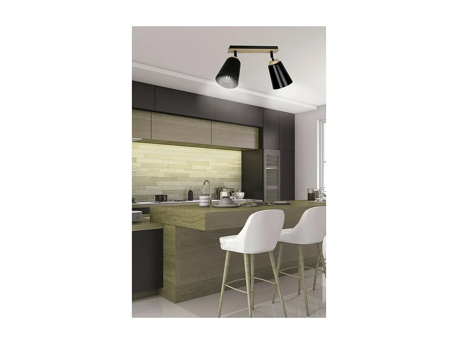 Candeeiro de Teto Atlas, Preto, 55x30x15 cm, EPIKASA