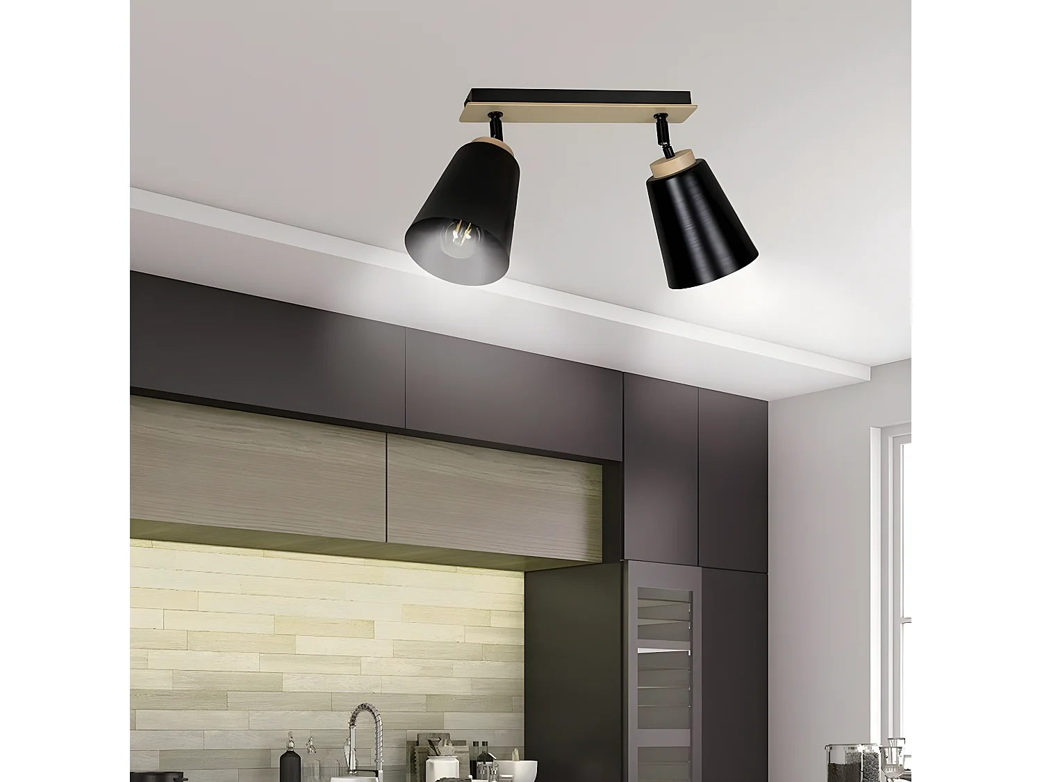 Candeeiro de Teto Atlas, Preto, 55x30x15 cm, EPIKASA