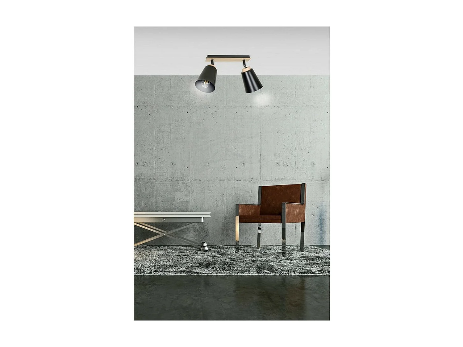 Candeeiro de Teto Atlas, Preto, 55x30x15 cm, Seven Design