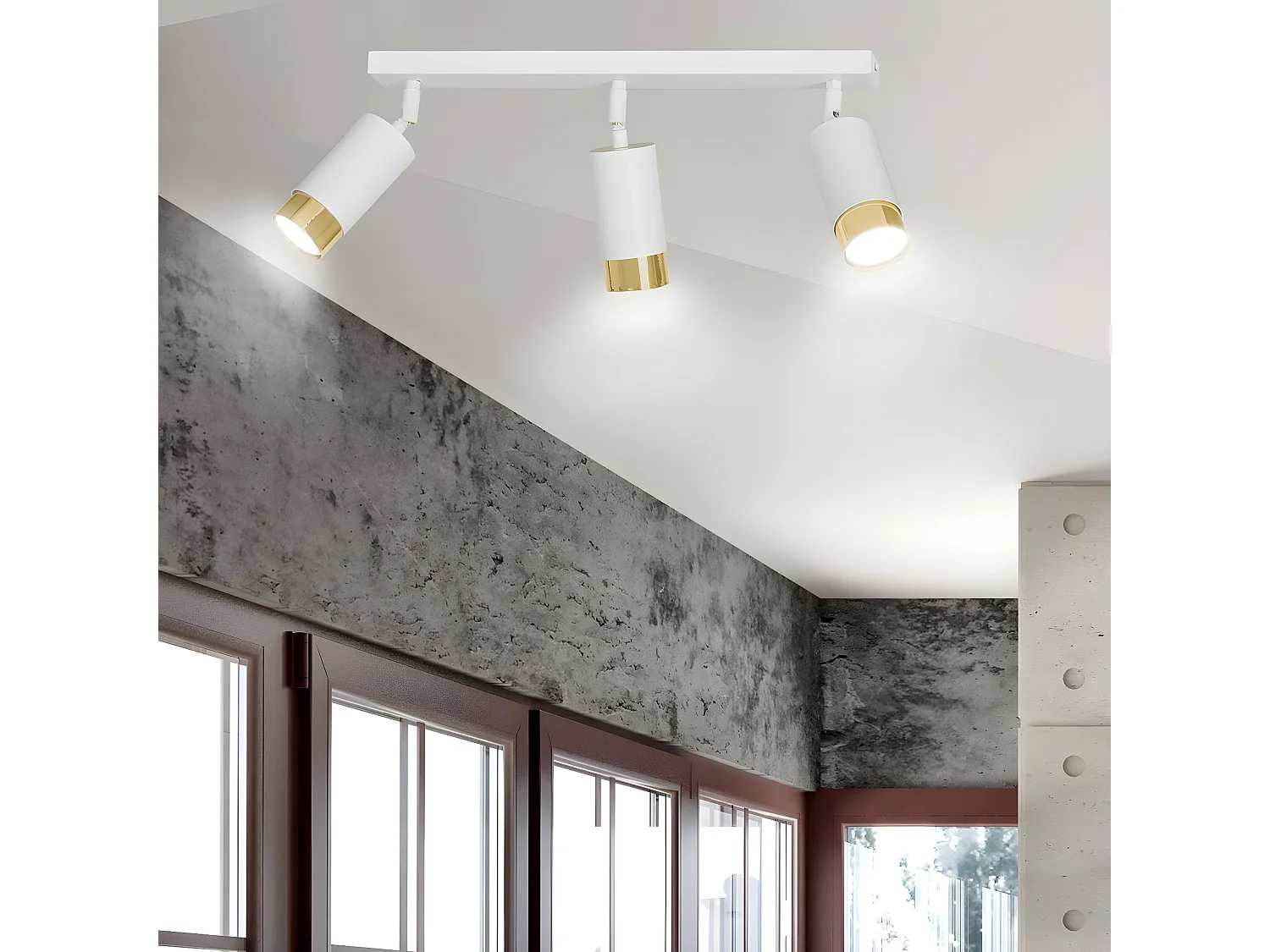 Plafonnier Hiro, Blanc, 45x19x6 cm, Seven Design