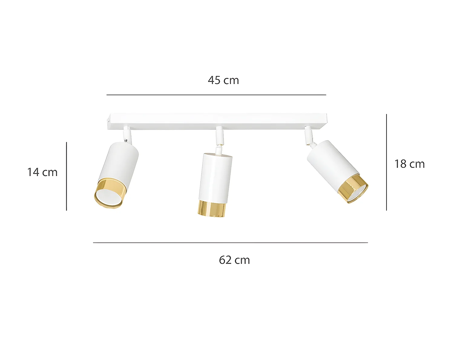 Plafonnier Hiro, Blanc, 45x19x6 cm, Seven Design
