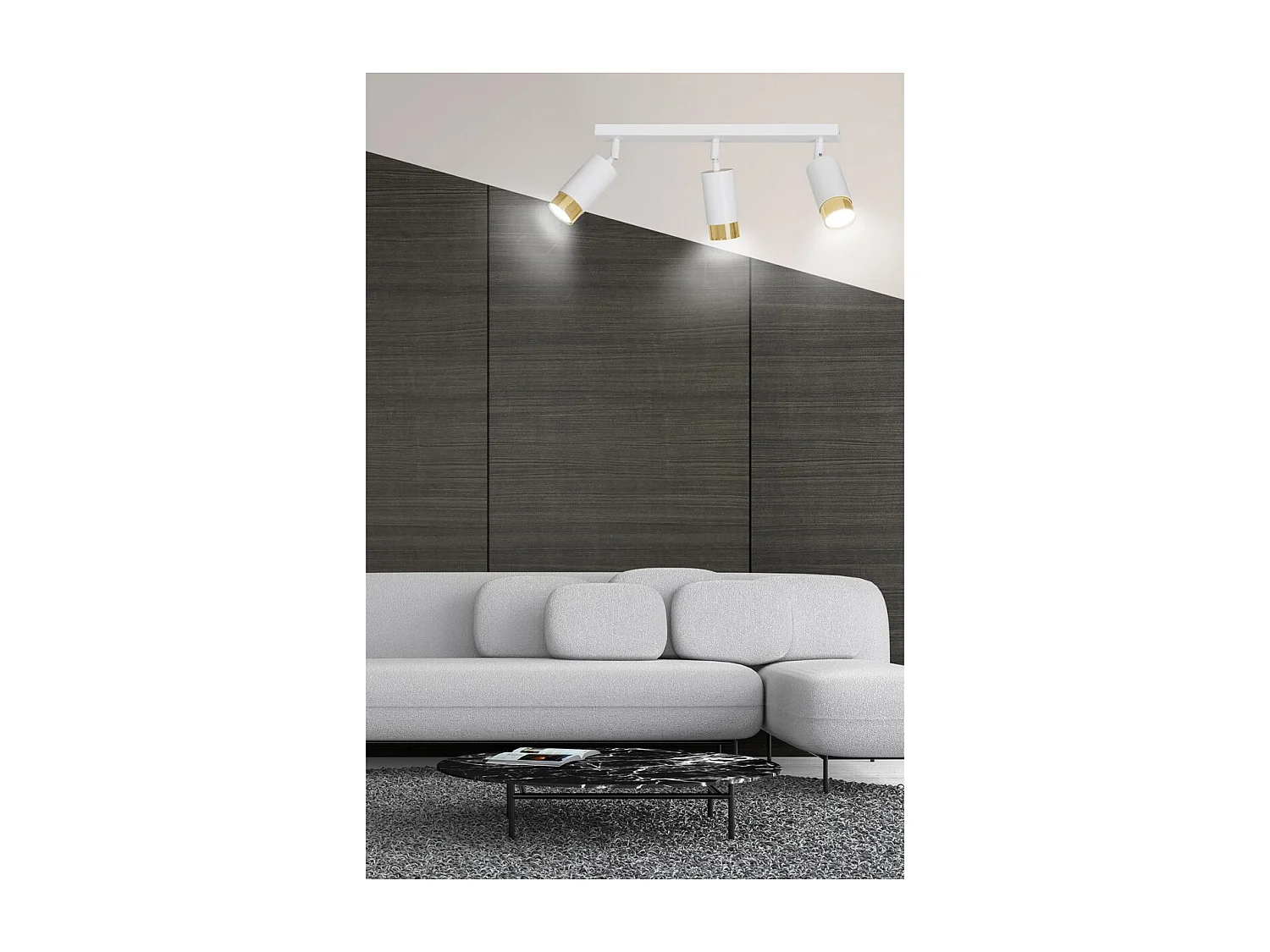 Plafonnier Hiro 9, Blanc, 45x19x6 cm, Seven Design