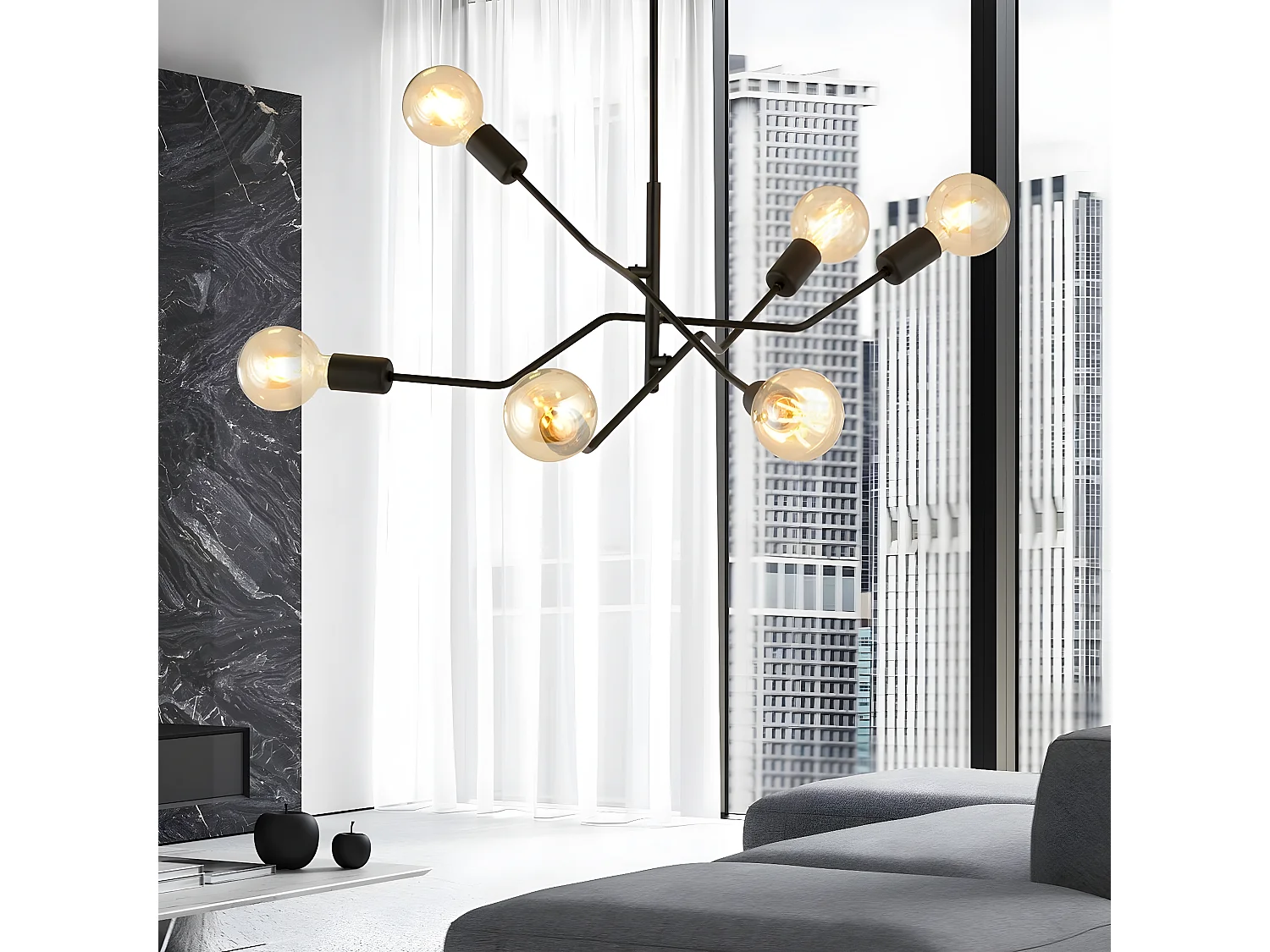 Candeeiro Suspenso Frix, Preto, 66x53x66 cm, EPIKASA