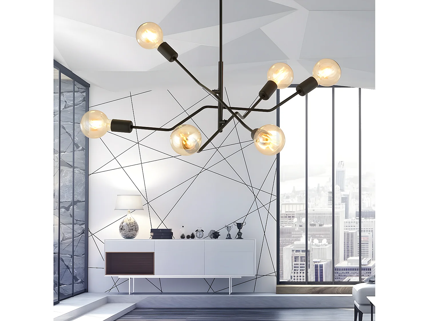 Candeeiro Suspenso Frix, Preto, 66x53x66 cm, EPIKASA