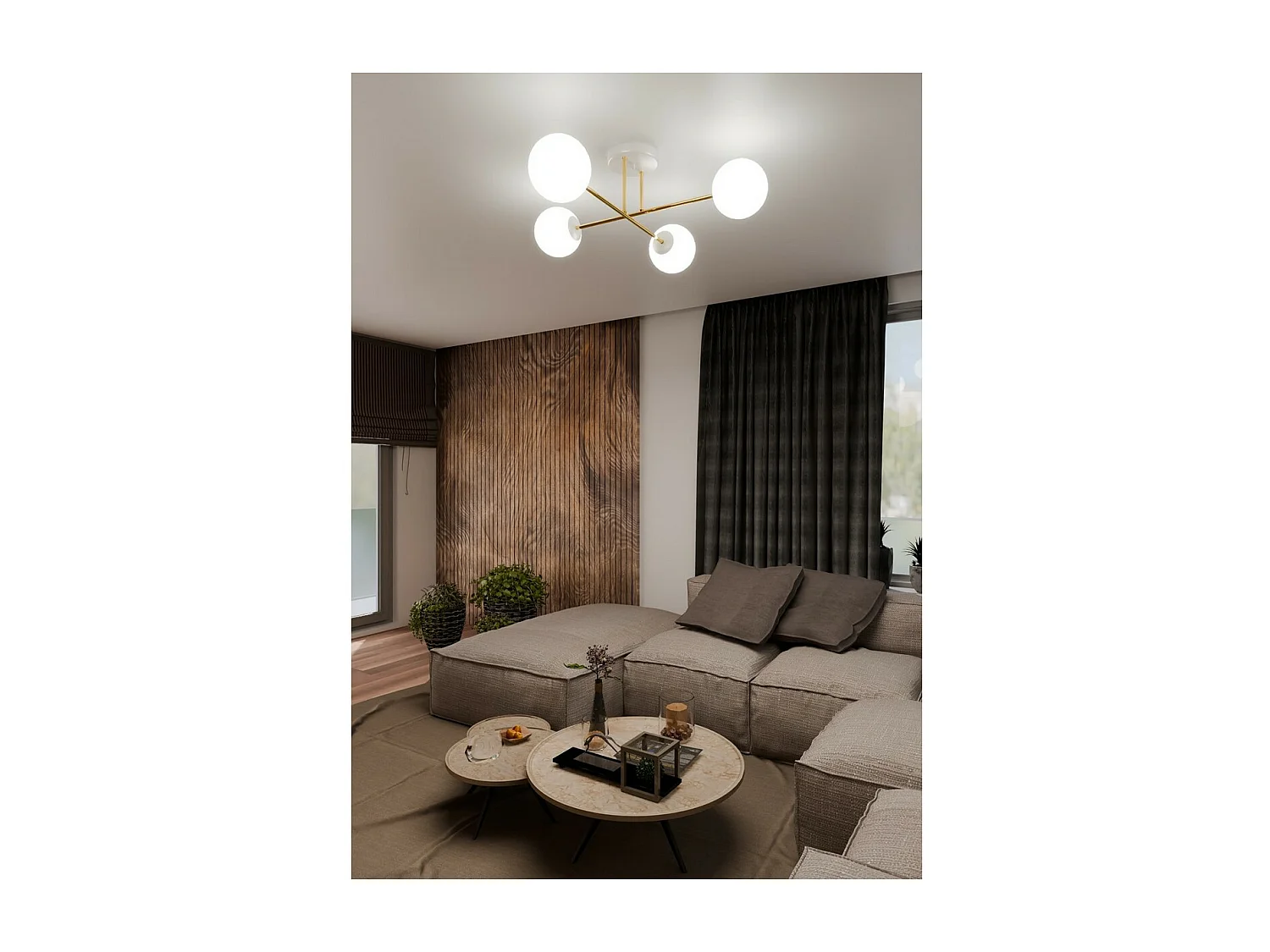 Plafonnier Magnum 3, Or, 55x26x75 cm, Seven Design