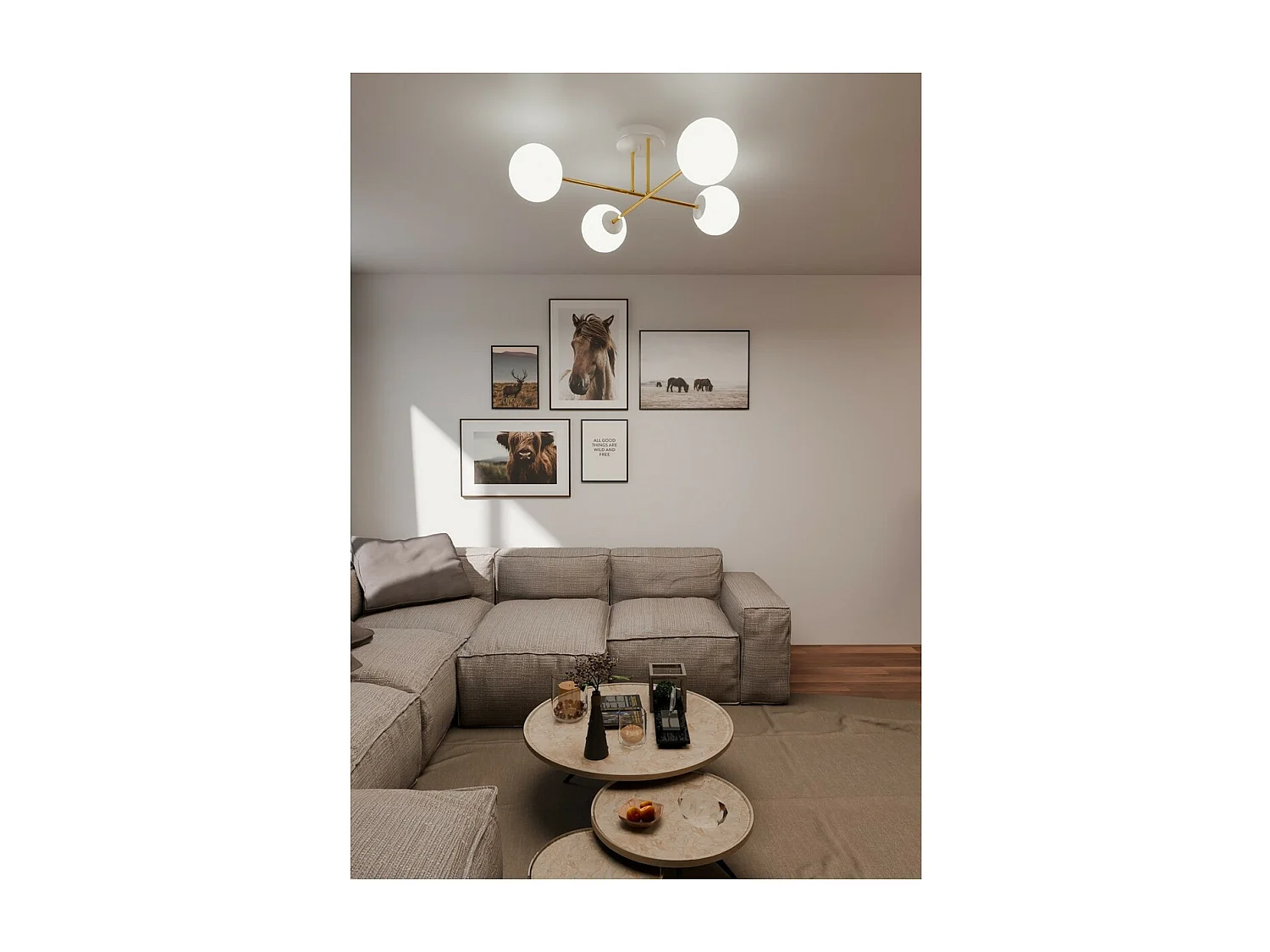Plafonnier Magnum 3, Or, 55x26x75 cm, Seven Design