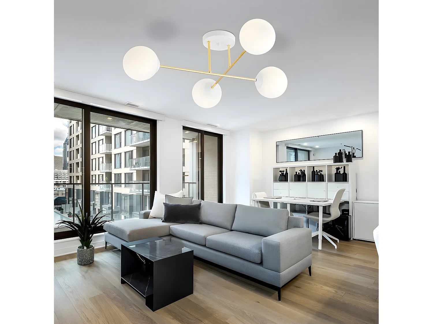 Plafonnier Magnum 3, Or, 55x26x75 cm, Seven Design