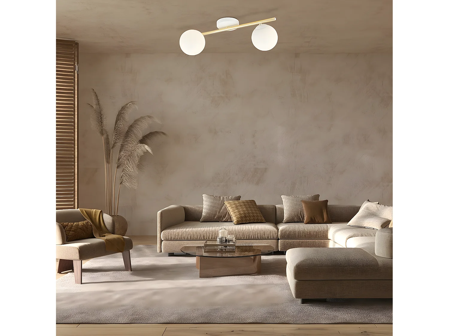 Plafonnier Splendi 9, Or, 55x20x29 cm, Seven Design