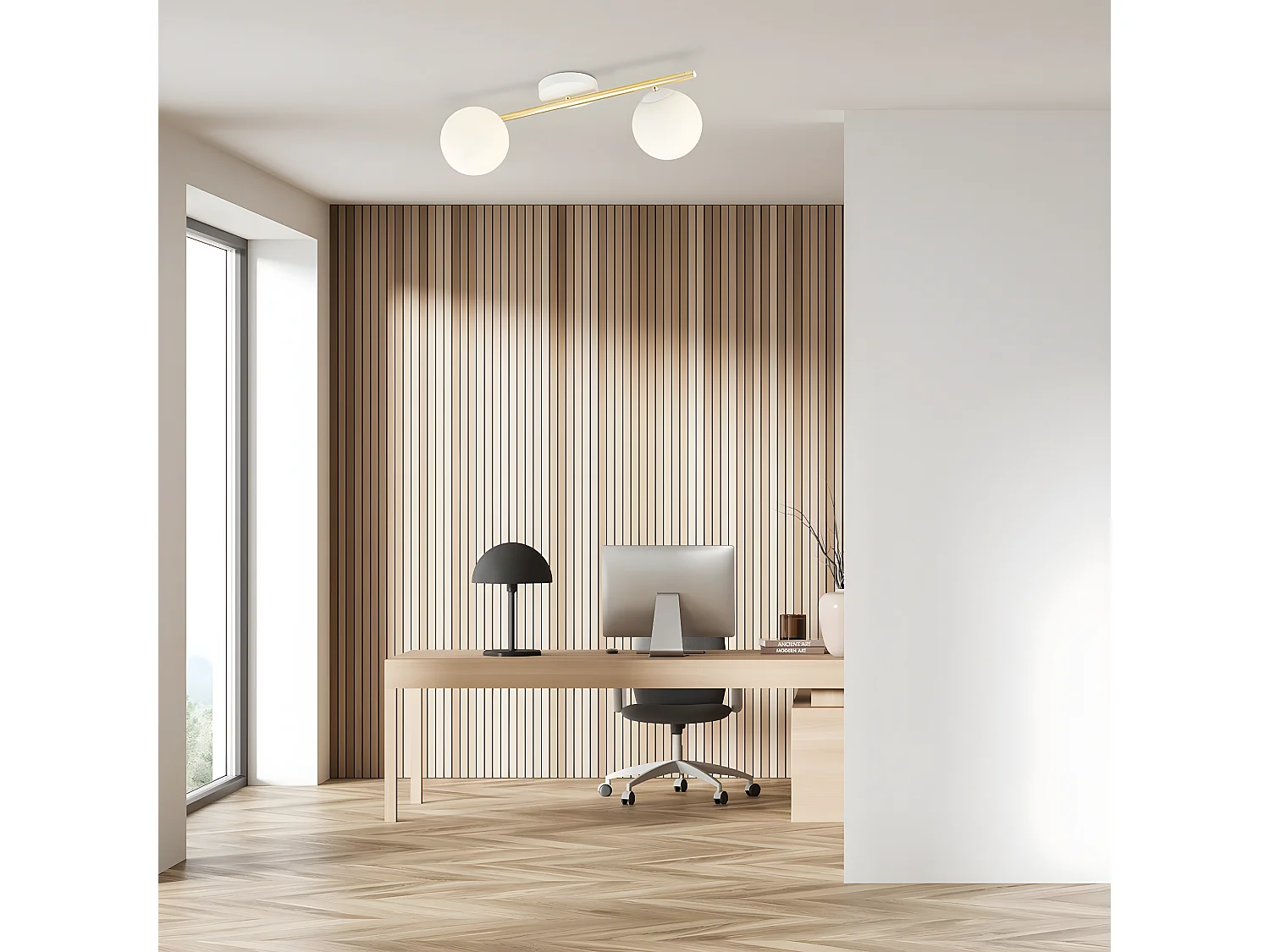 Plafonnier Splendi 9, Or, 55x20x29 cm, Seven Design