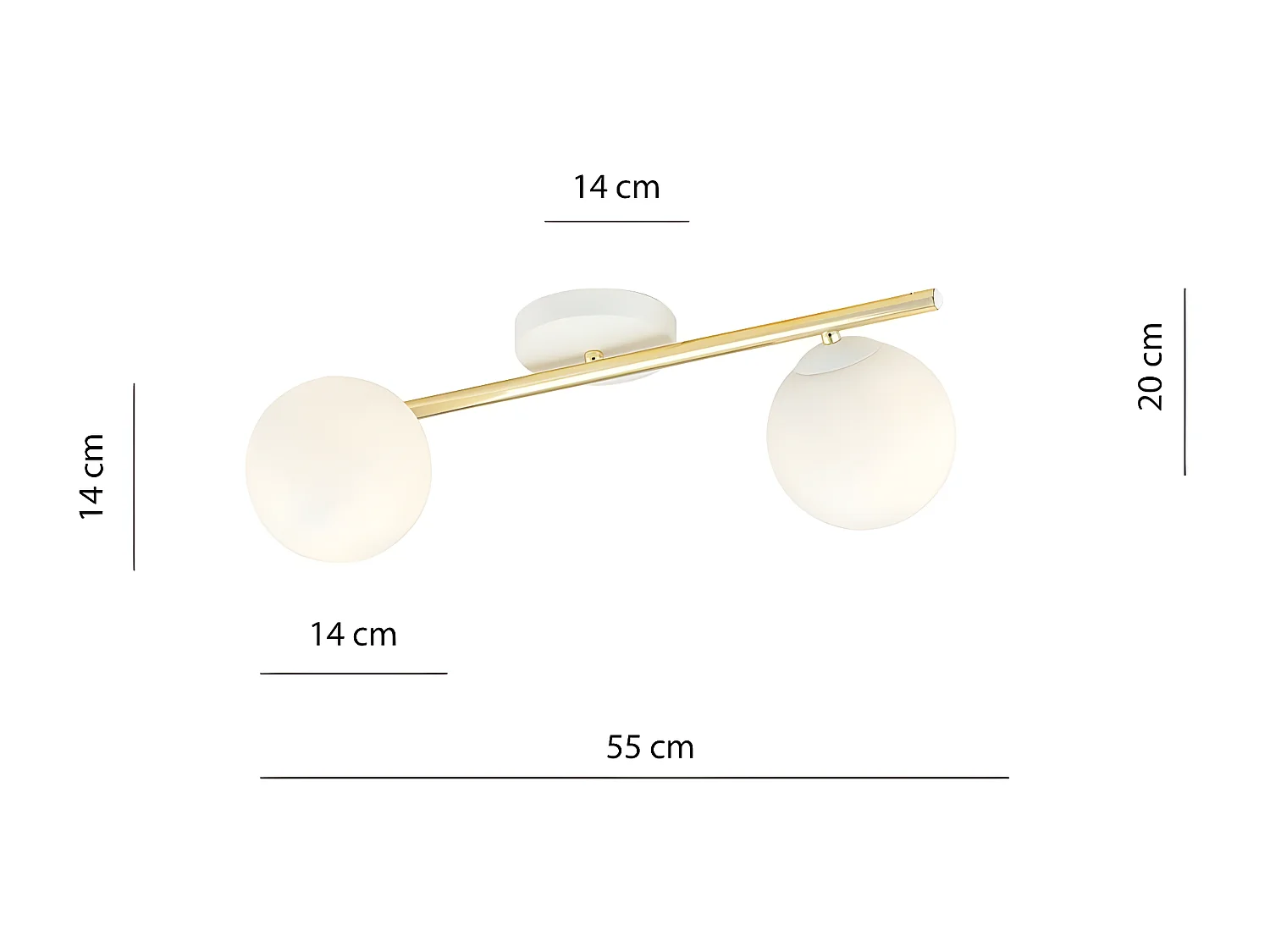 Plafonnier Splendi 9, Or, 55x20x29 cm, Seven Design