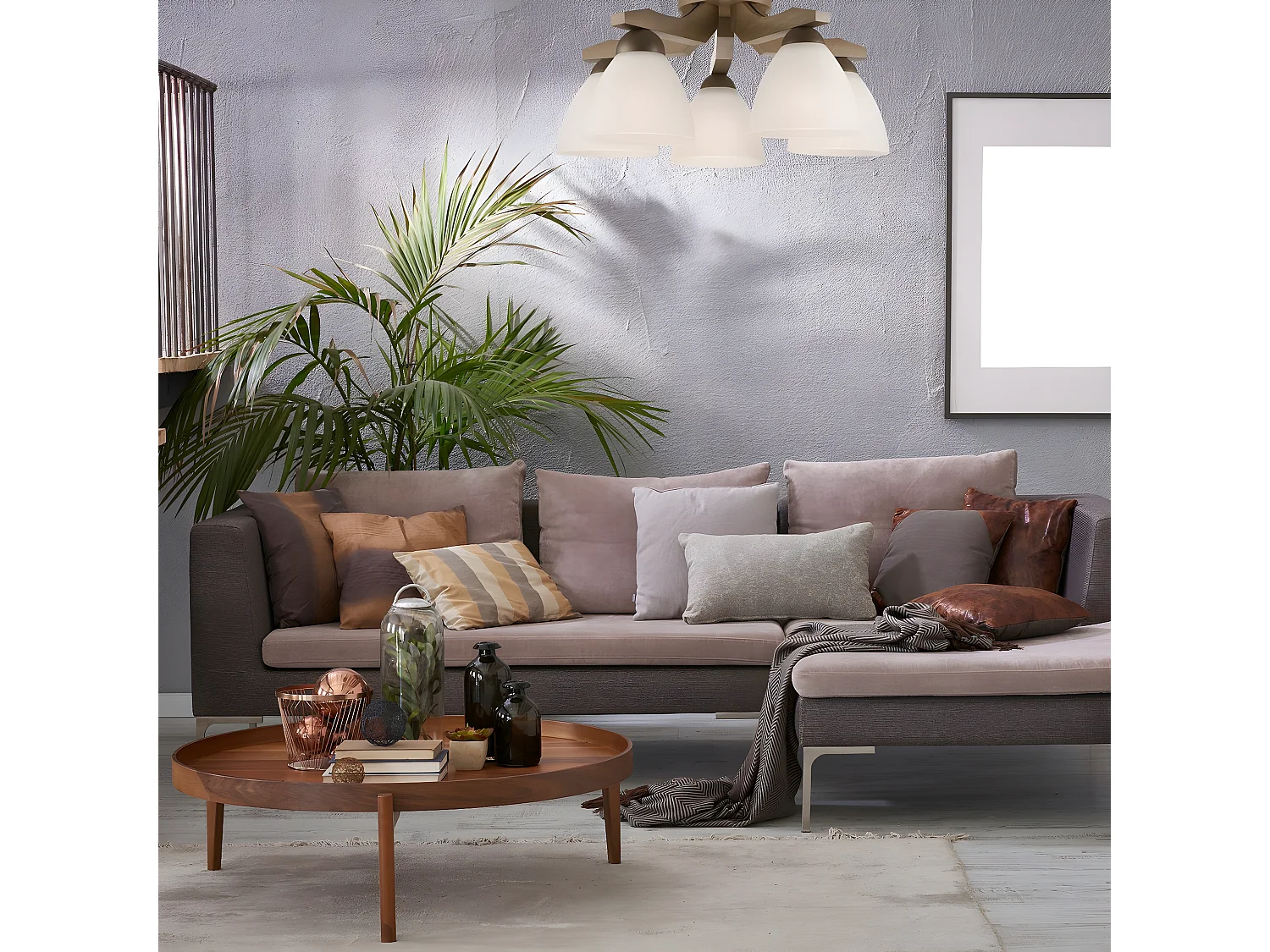 Plafonnier Adriano, Marron, 41x41x21 cm, EPIKASA