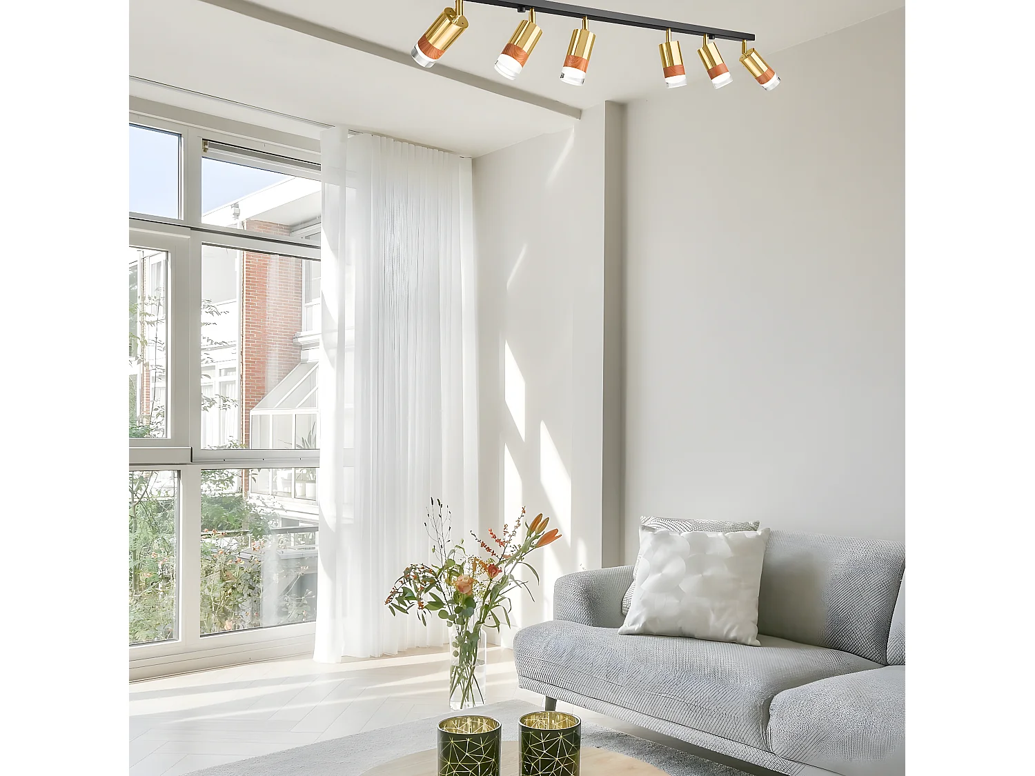 Candeeiro de Teto Aurora, Ouro, 117x19x19 cm, EPIKASA