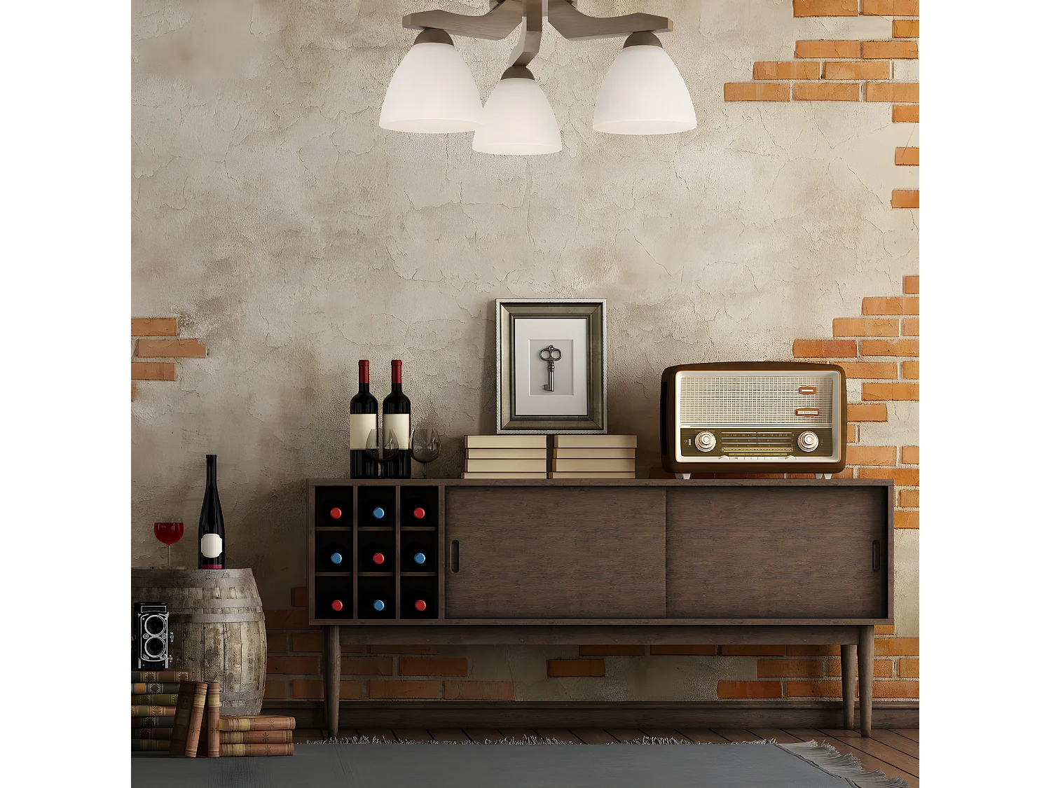 Plafondlamp Adriano, Bruin, 36x36x21 cm, EPIKASA