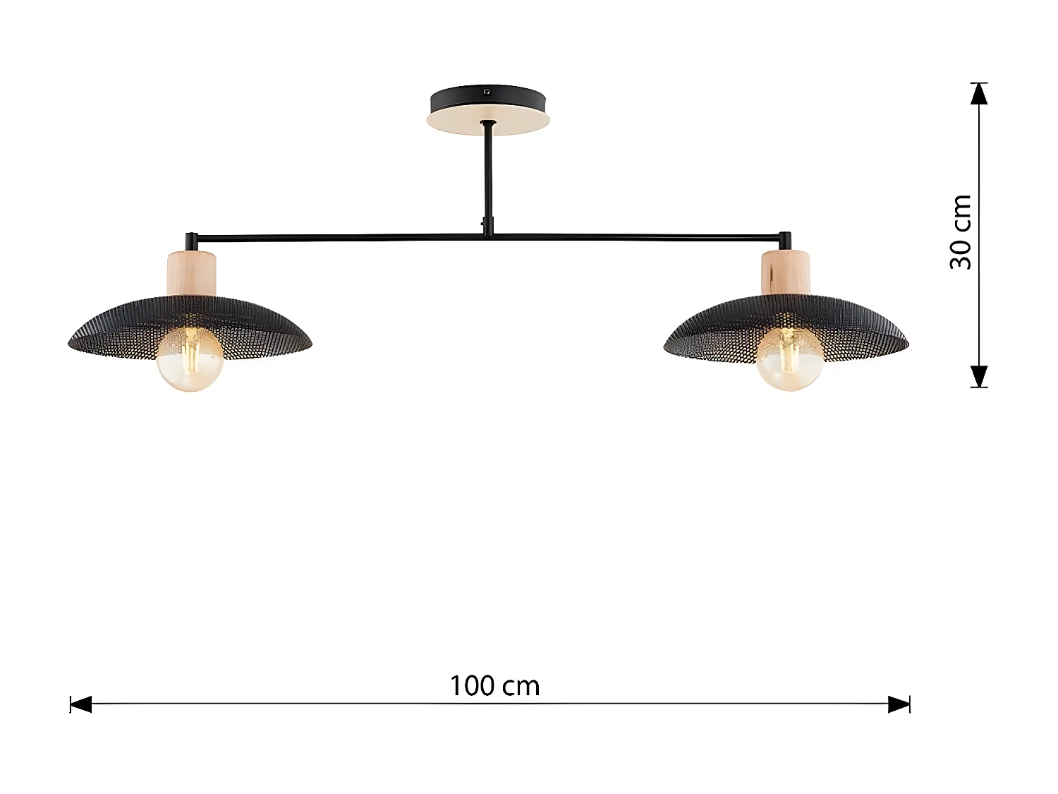 Candeeiro de Teto Roma, Preto, 55x23x14 cm, Seven Design
