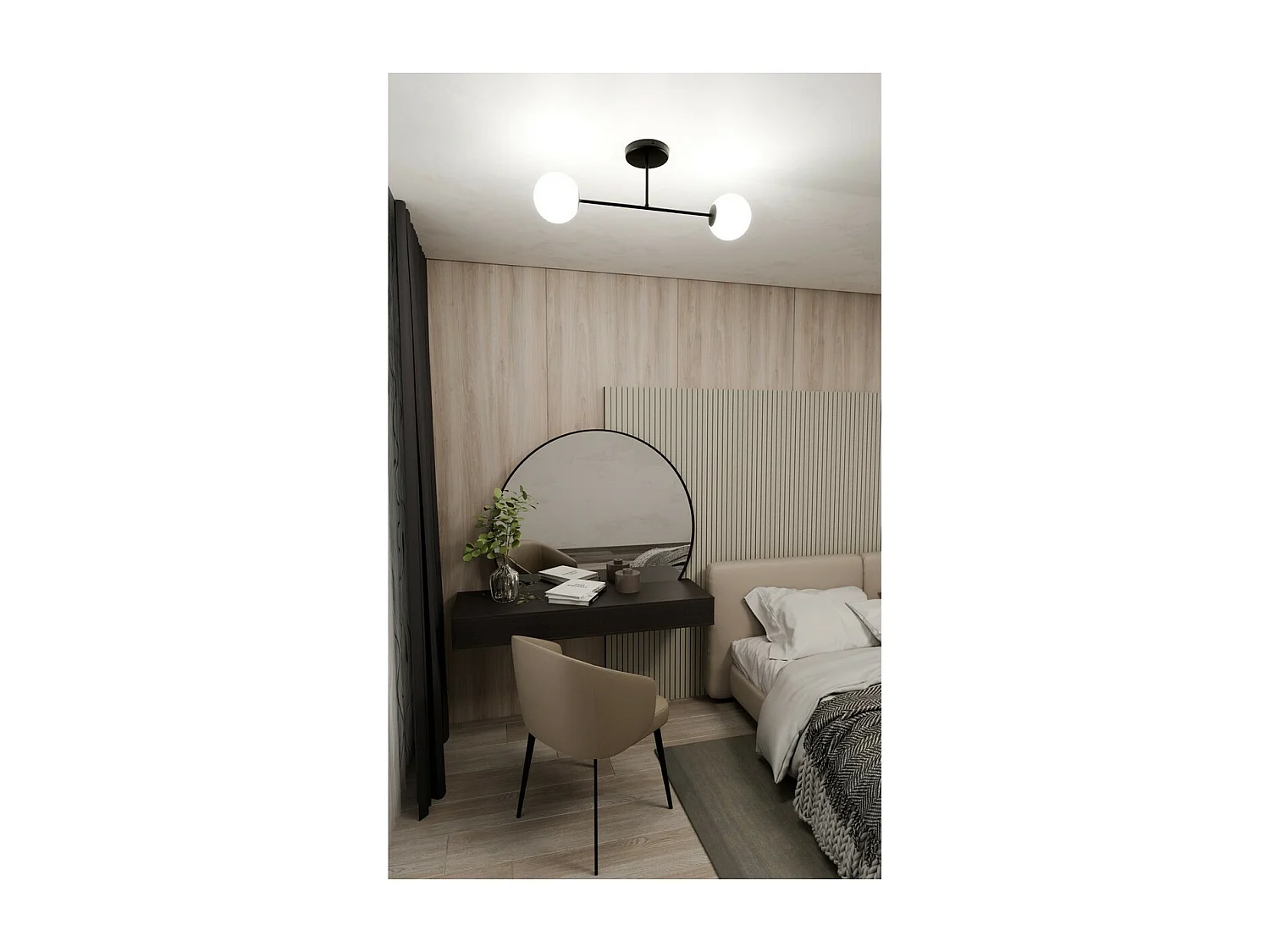 Candeeiro de Teto Roma 5, Preto, 55x23x14 cm, Seven Design