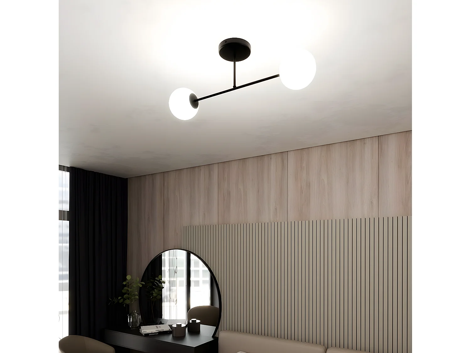 Candeeiro de Teto Roma 5, Preto, 55x23x14 cm, Seven Design