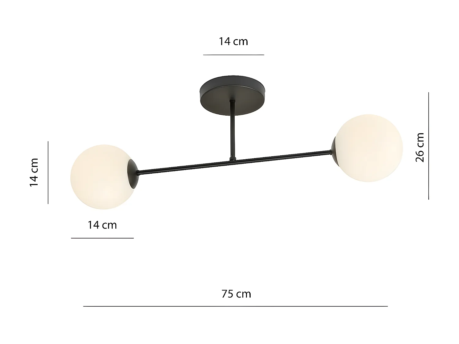 Candeeiro de Teto Roma 5, Preto, 55x23x14 cm, Seven Design