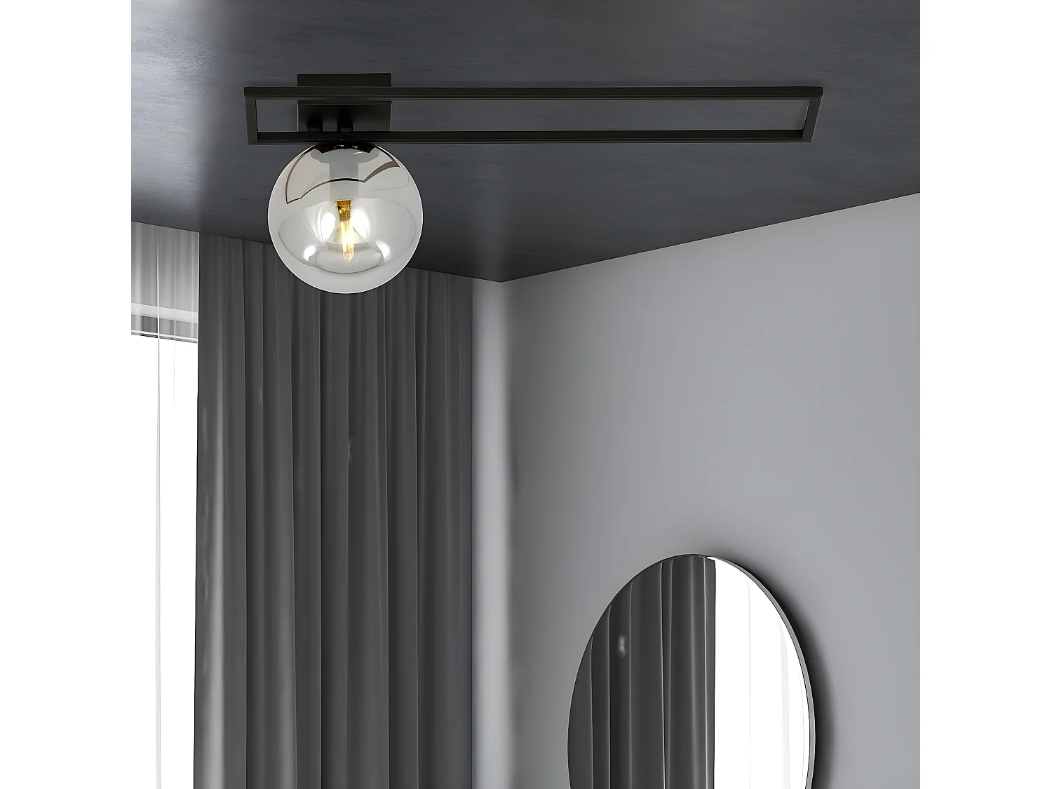 Plafonnier Imago 8, Noir, 50x21x18 cm, Seven Design