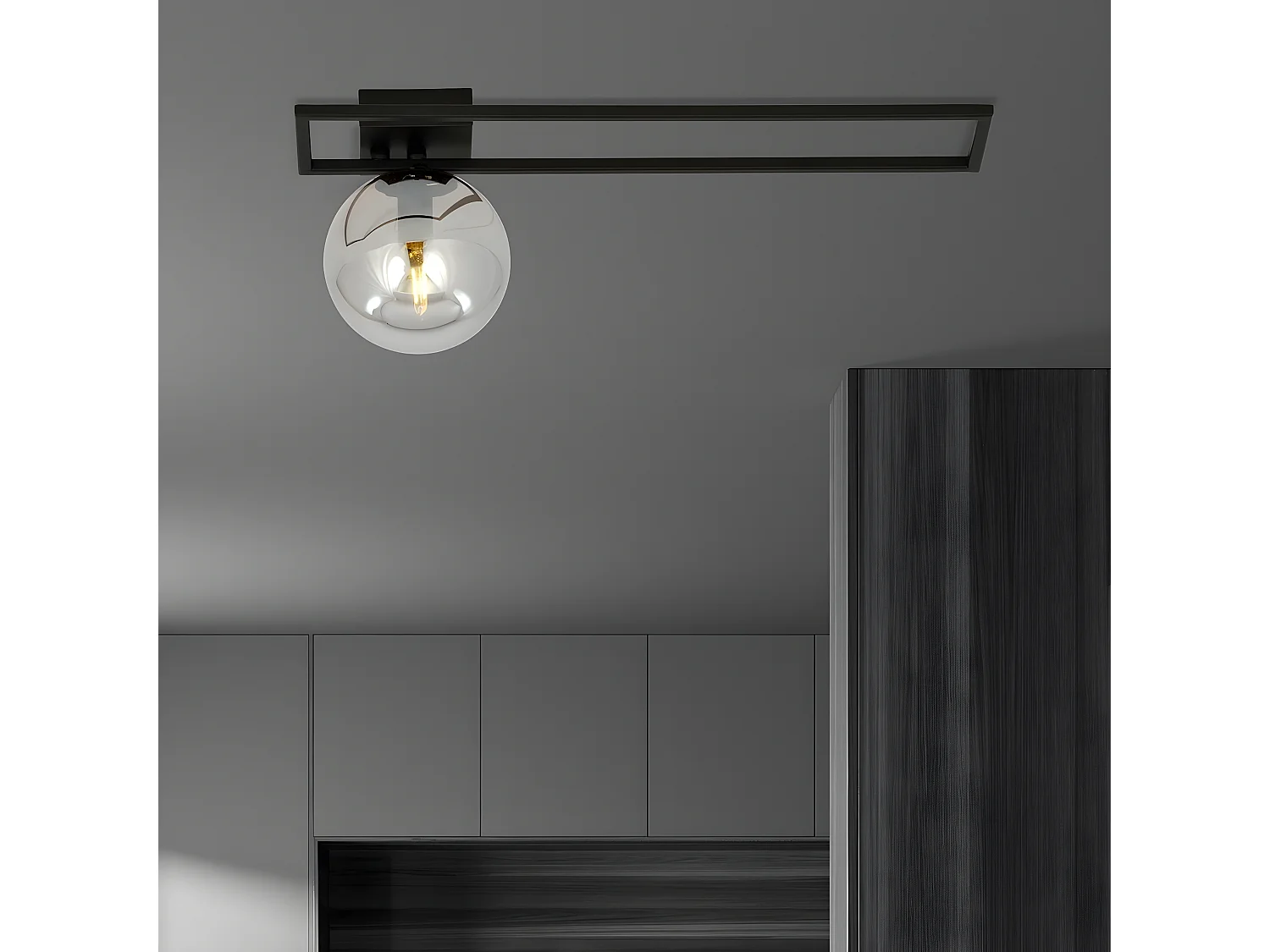 Plafonnier Imago 8, Noir, 50x21x18 cm, Seven Design