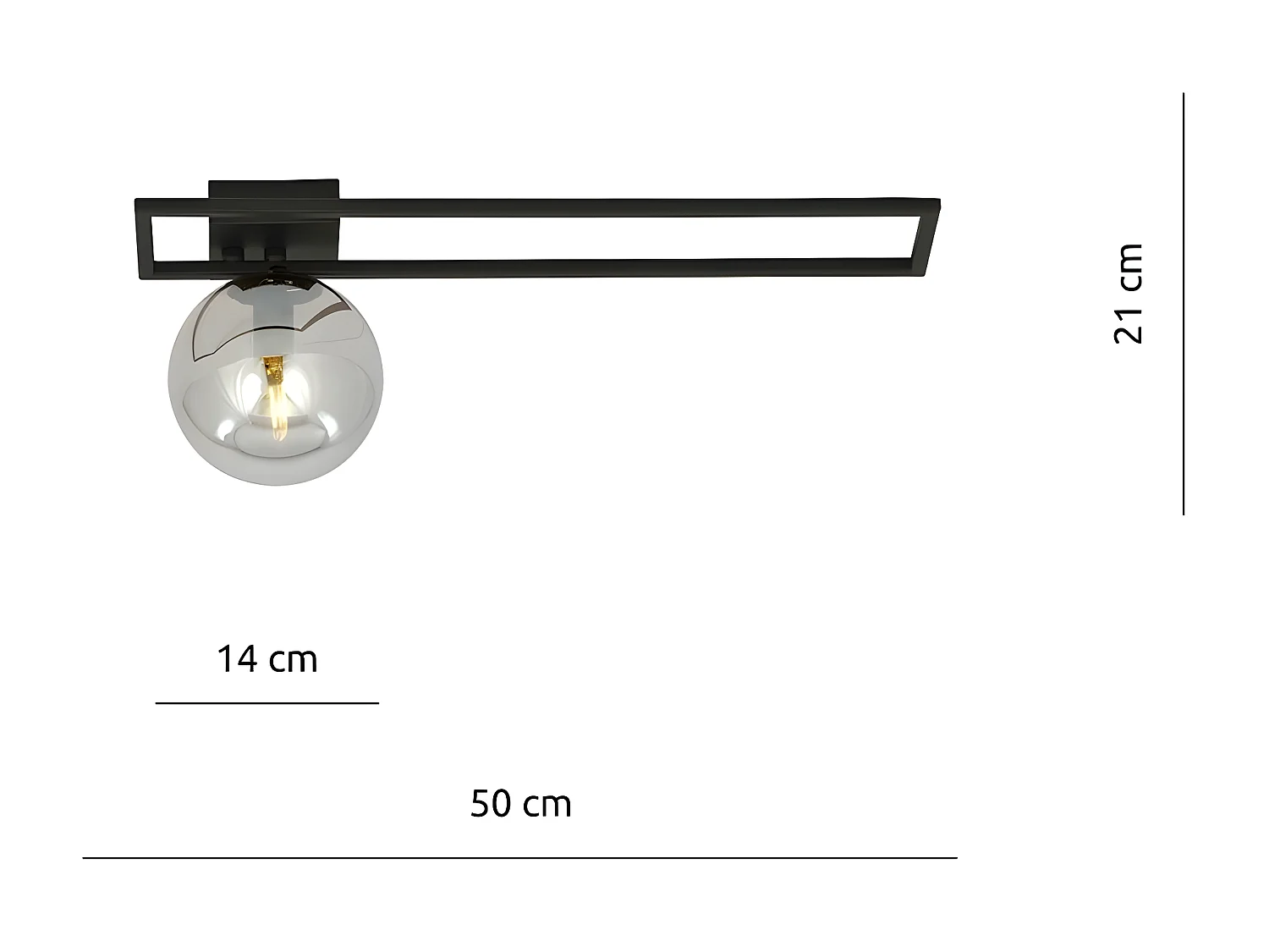 Plafonnier Imago 8, Noir, 50x21x18 cm, Seven Design