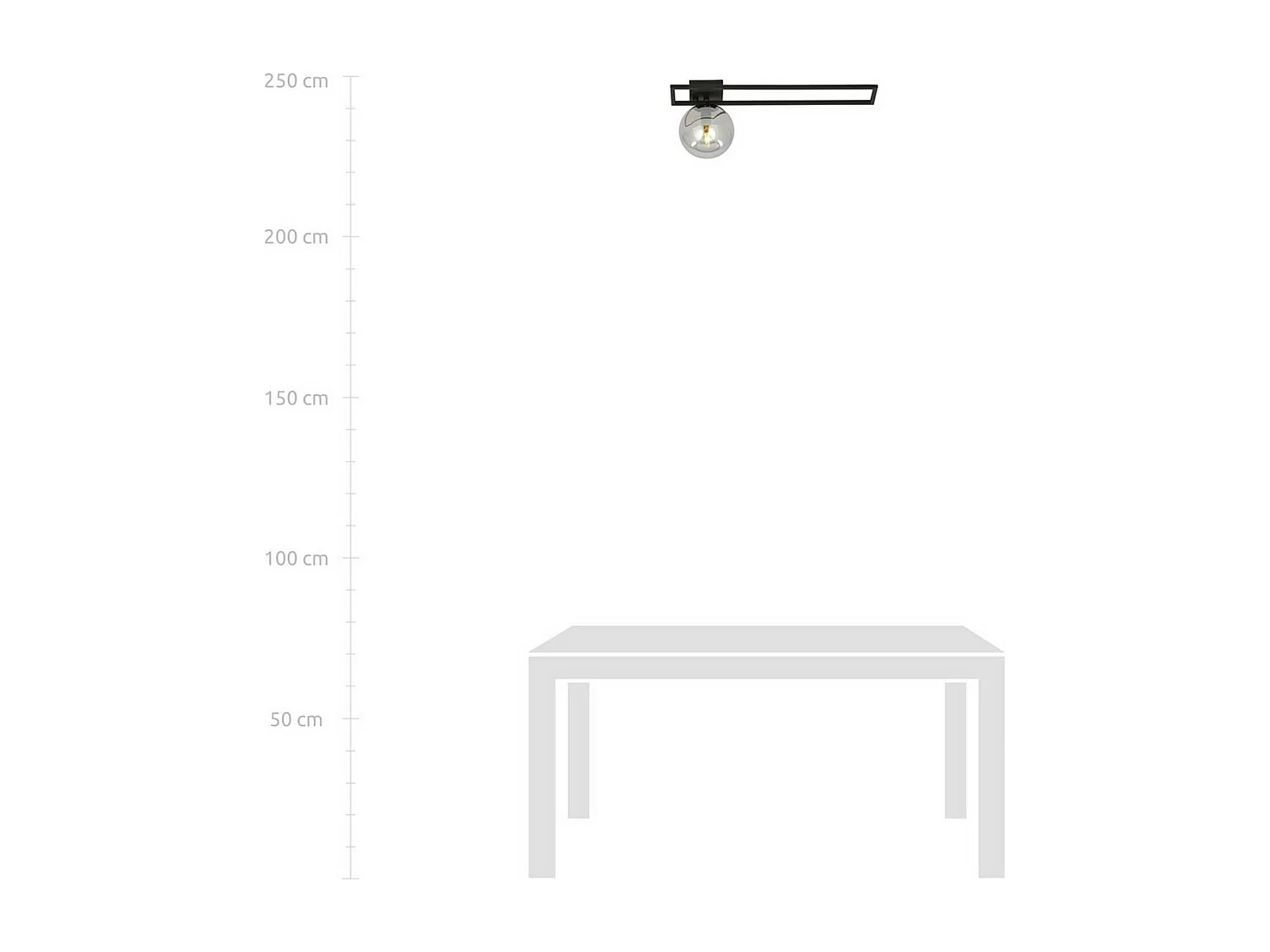 Plafonnier Imago 8, Noir, 50x21x18 cm, Seven Design