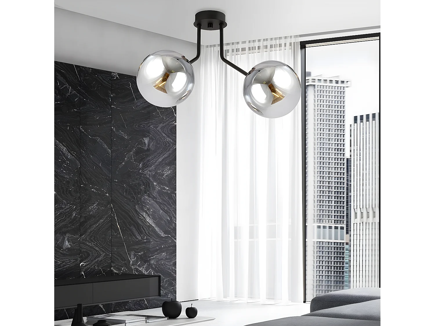 Plafonnier Nova, Gris, 37x36x14 cm, Seven Design