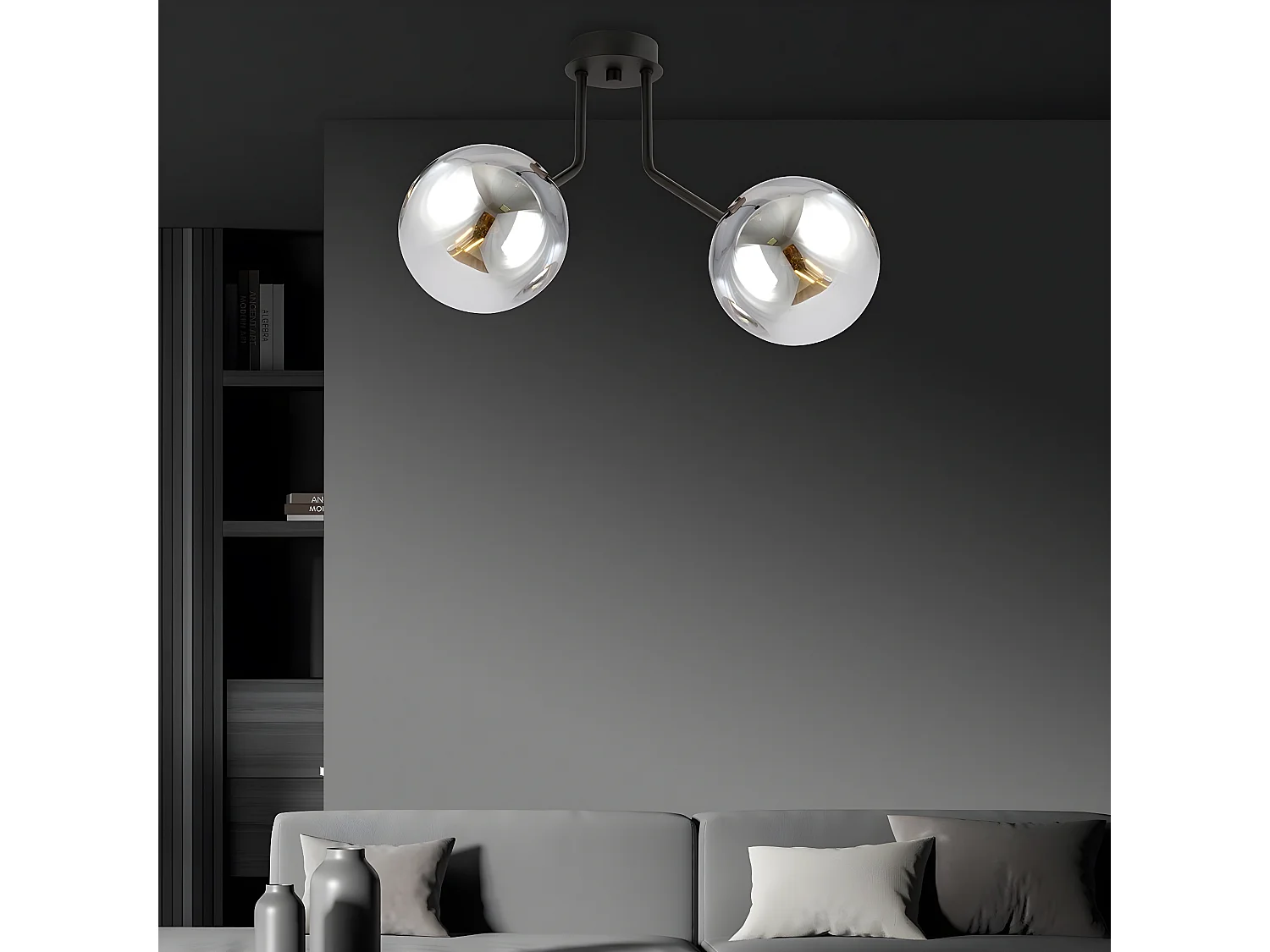 Plafonnier Nova, Gris, 37x36x14 cm, Seven Design