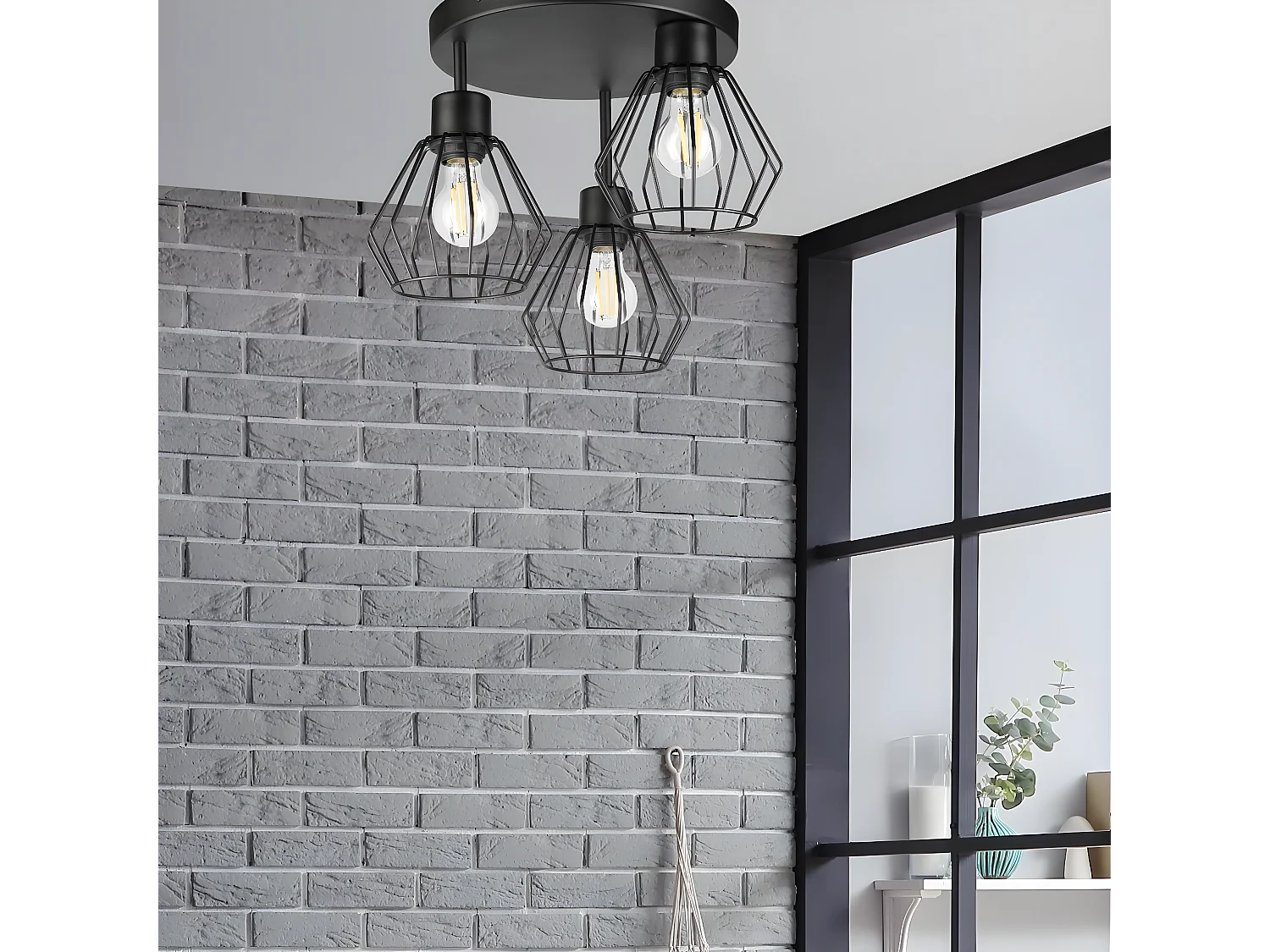 Plafondlamp Audrey, Zwart, 38x38x32 cm, Seven Design