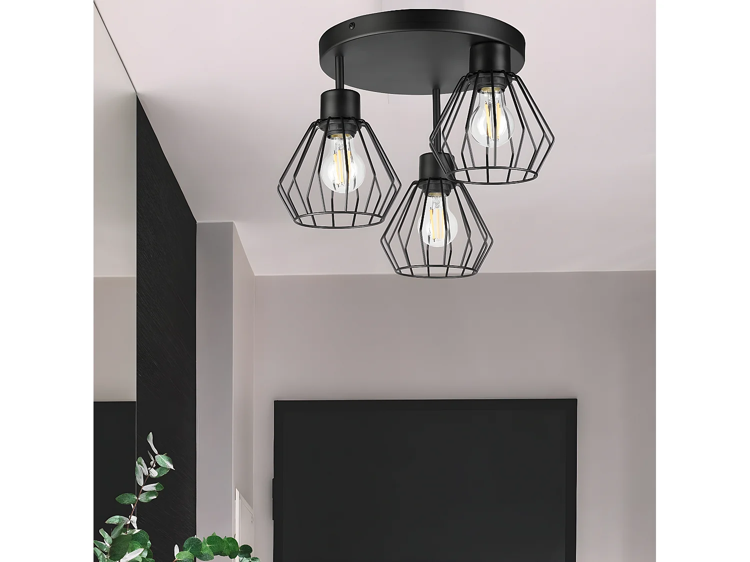 Plafondlamp Audrey, Zwart, 38x38x32 cm, Seven Design