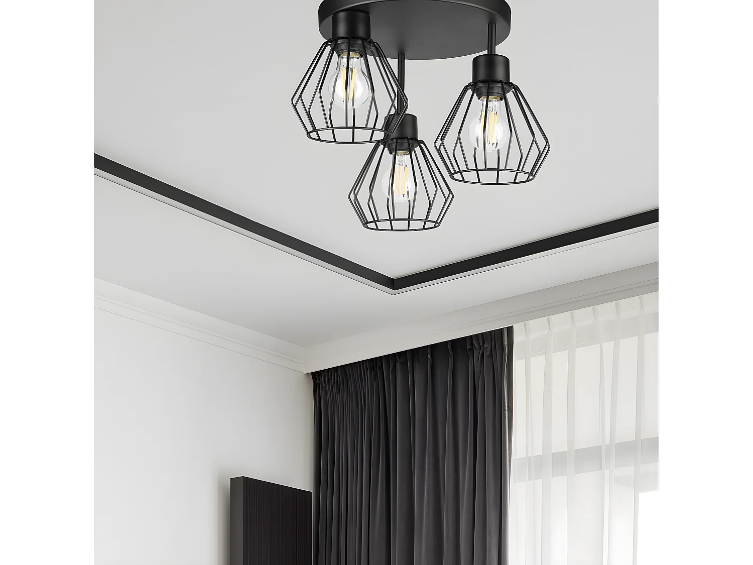 Plafondlamp Audrey, Zwart, 38x38x32 cm, Seven Design