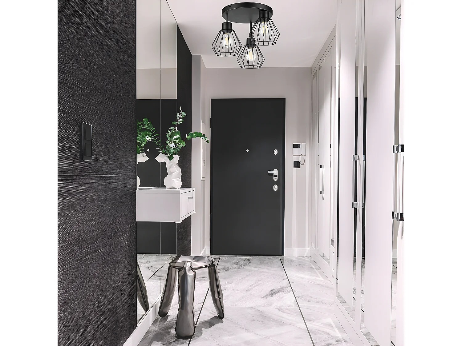 Plafondlamp Audrey, Zwart, 38x38x32 cm, Seven Design