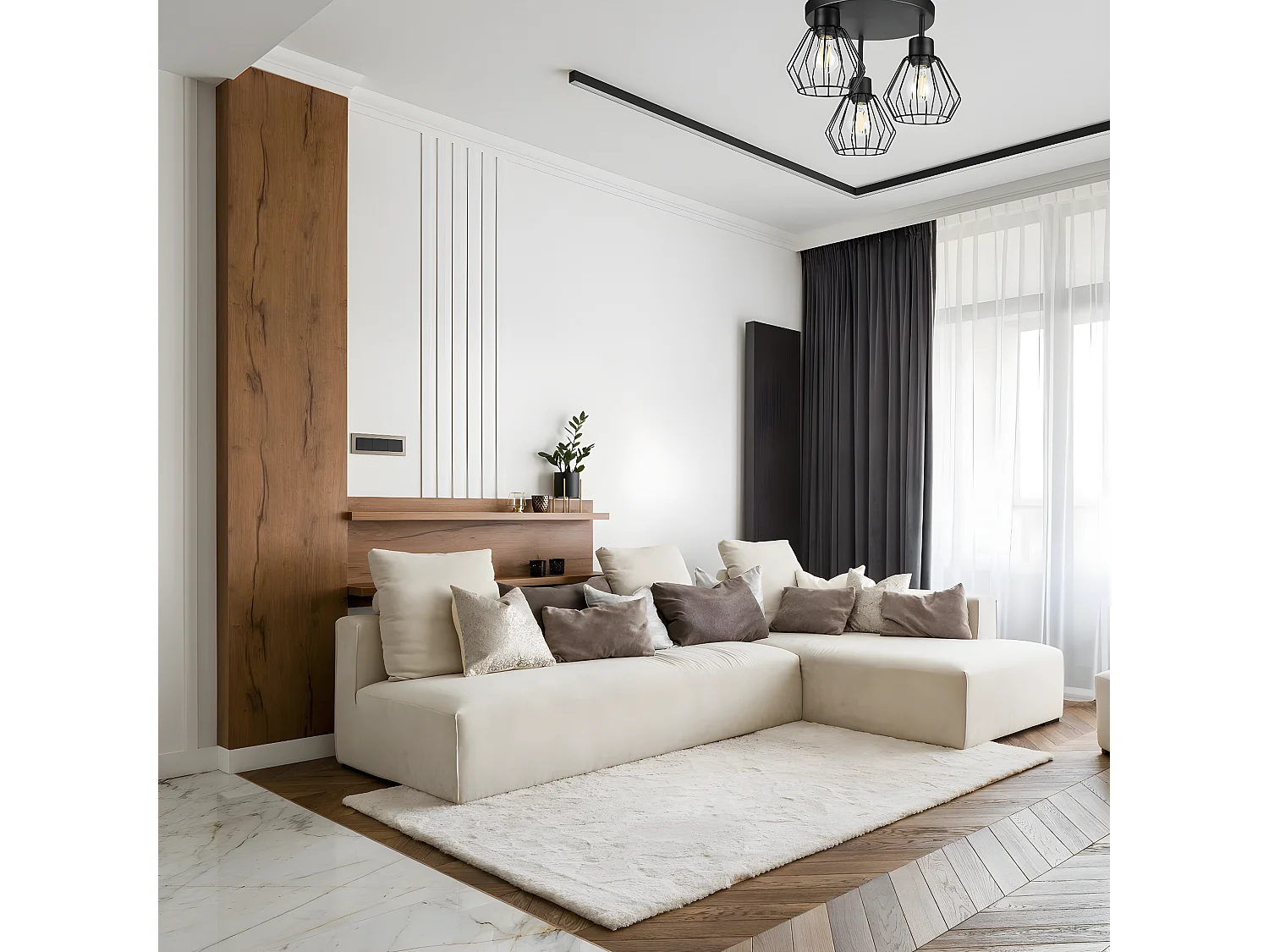 Plafondlamp Audrey, Zwart, 38x38x32 cm, Seven Design