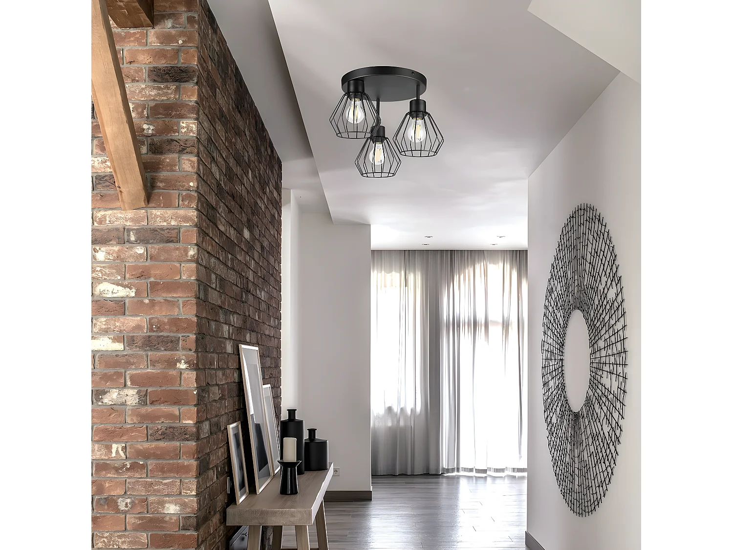 Plafondlamp Audrey, Zwart, 38x38x32 cm, Seven Design