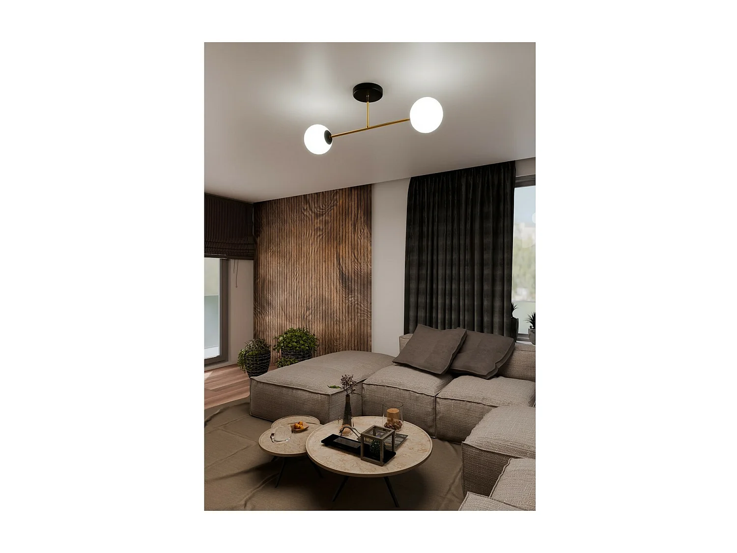 Plafonnier Magnum 5, Or, 55x23x14 cm, Seven Design