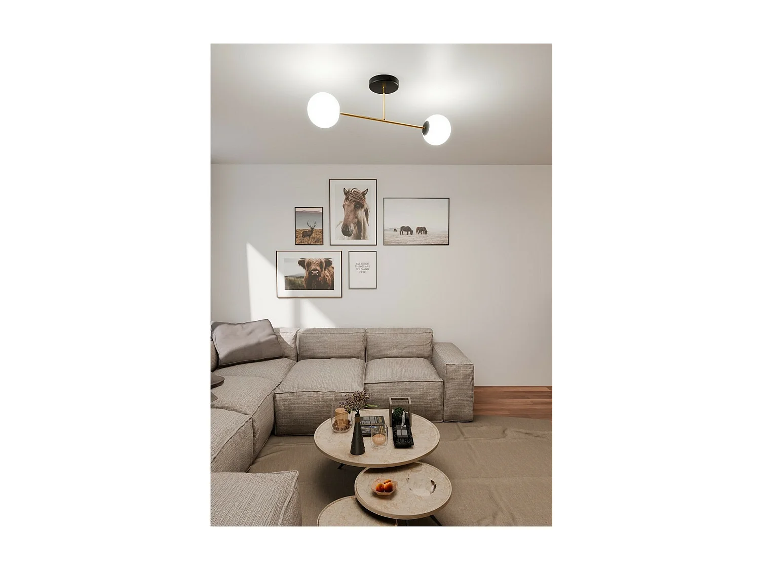 Plafonnier Magnum 5, Or, 55x23x14 cm, Seven Design