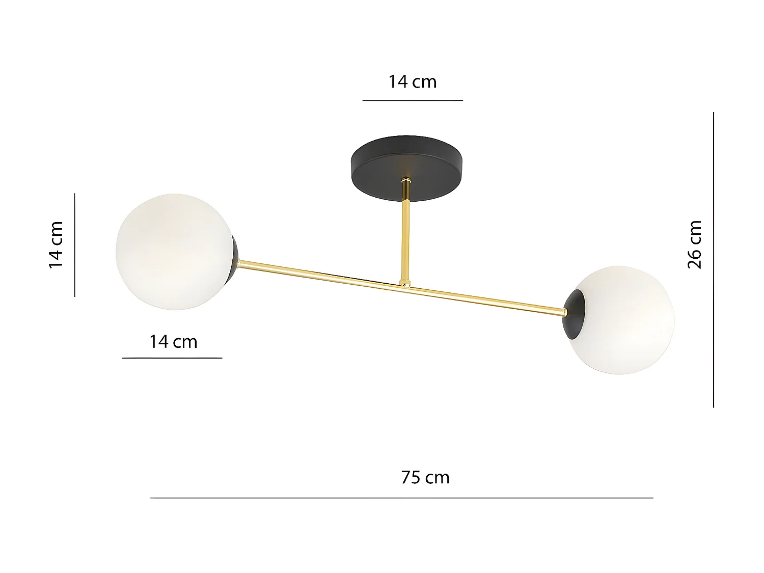 Plafonnier Magnum 5, Or, 55x23x14 cm, Seven Design