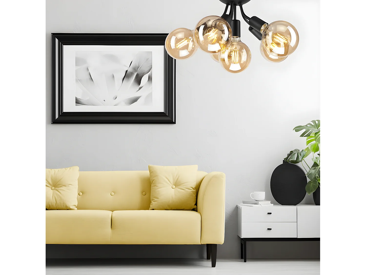 Candeeiro de Teto Viggo, Preto, 28x28x17 cm, Seven Design